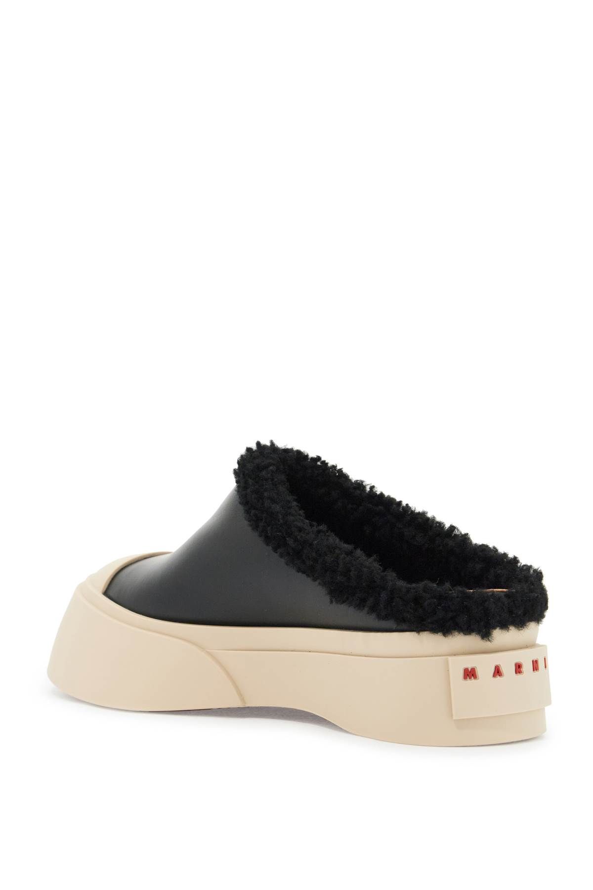 Shop Marni Pablo Leather And Shearling Clog In Black