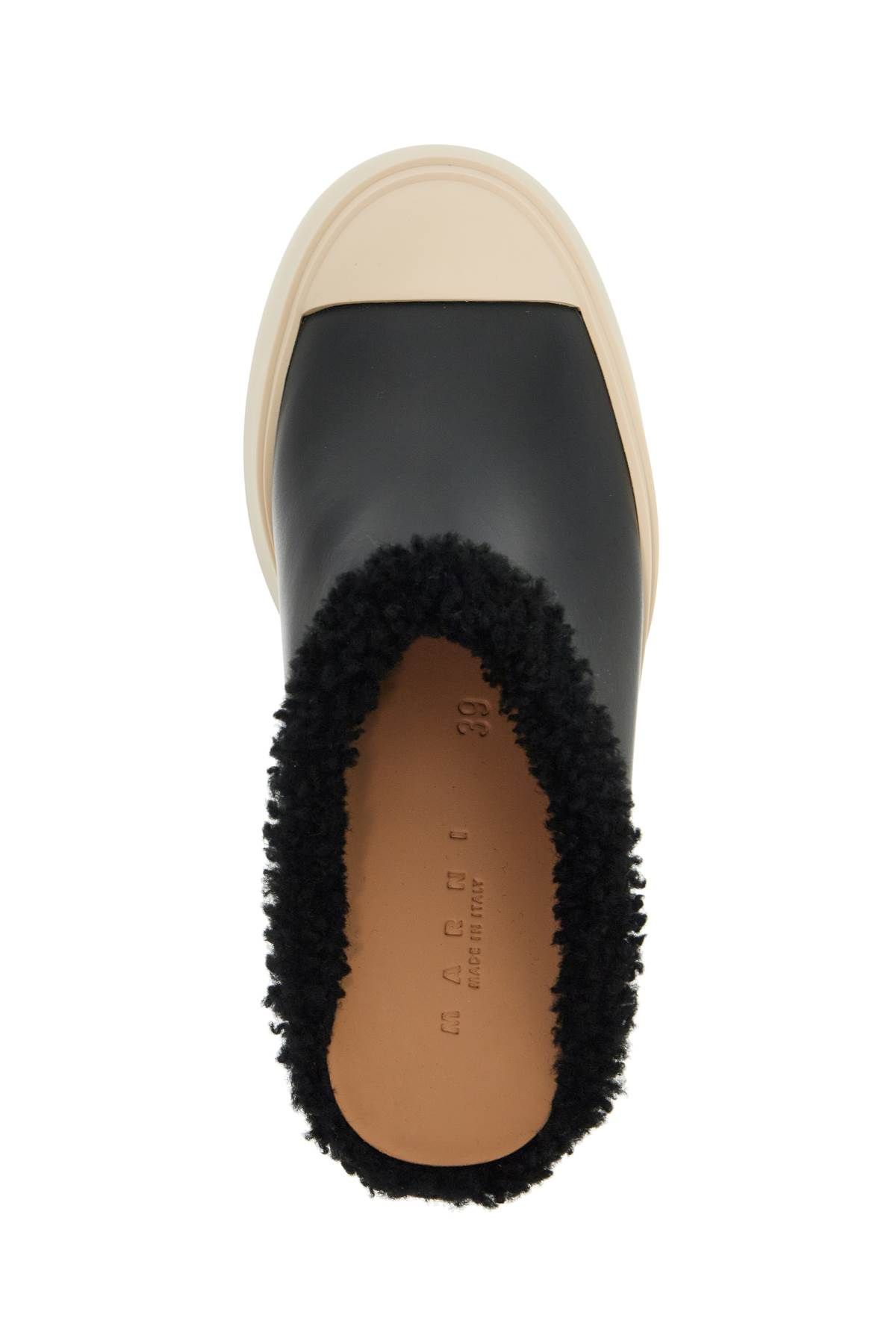 Shop Marni Pablo Leather And Shearling Clog In Black