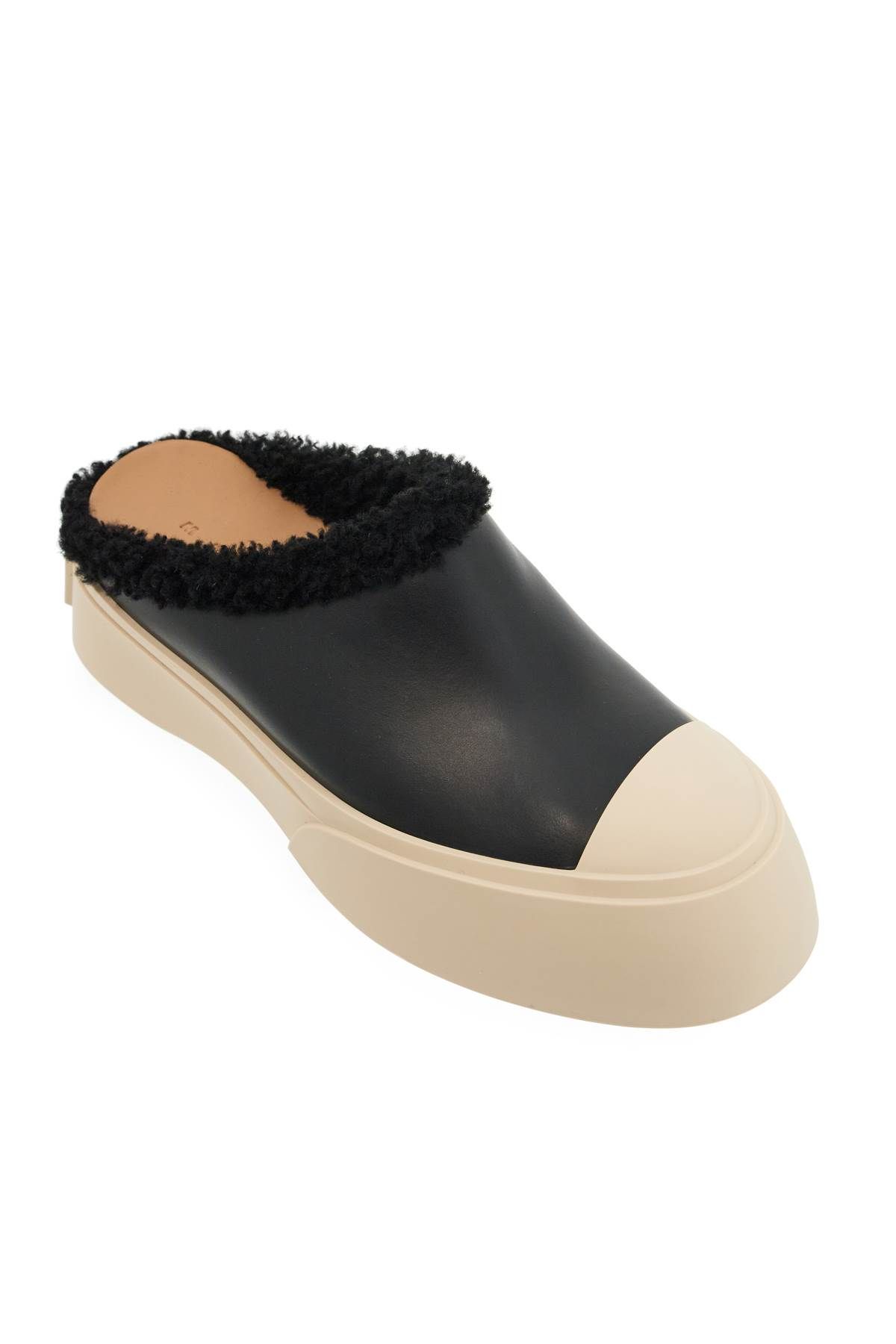 Shop Marni Pablo Leather And Shearling Clog In Black