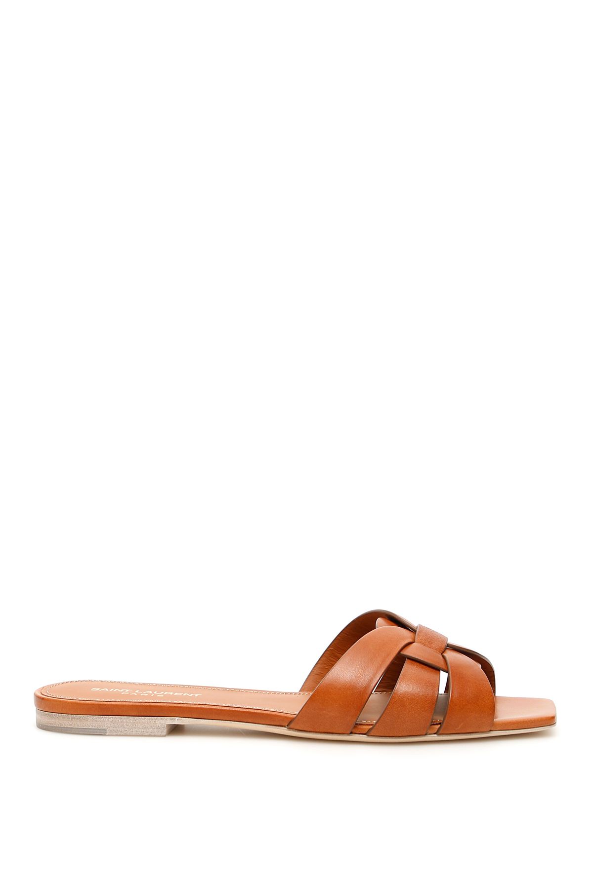 Shop Saint Laurent Nu Pieds Tribute Slides In Brown