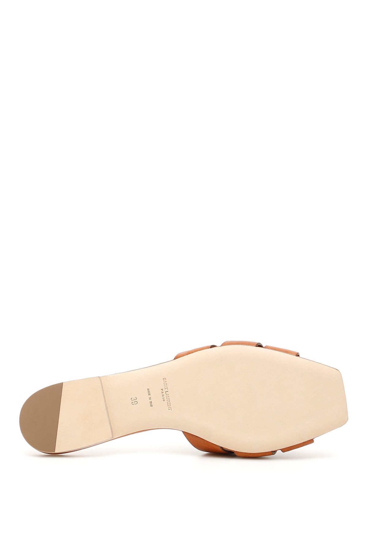 Shop Saint Laurent Nu Pieds Tribute Slides In Brown