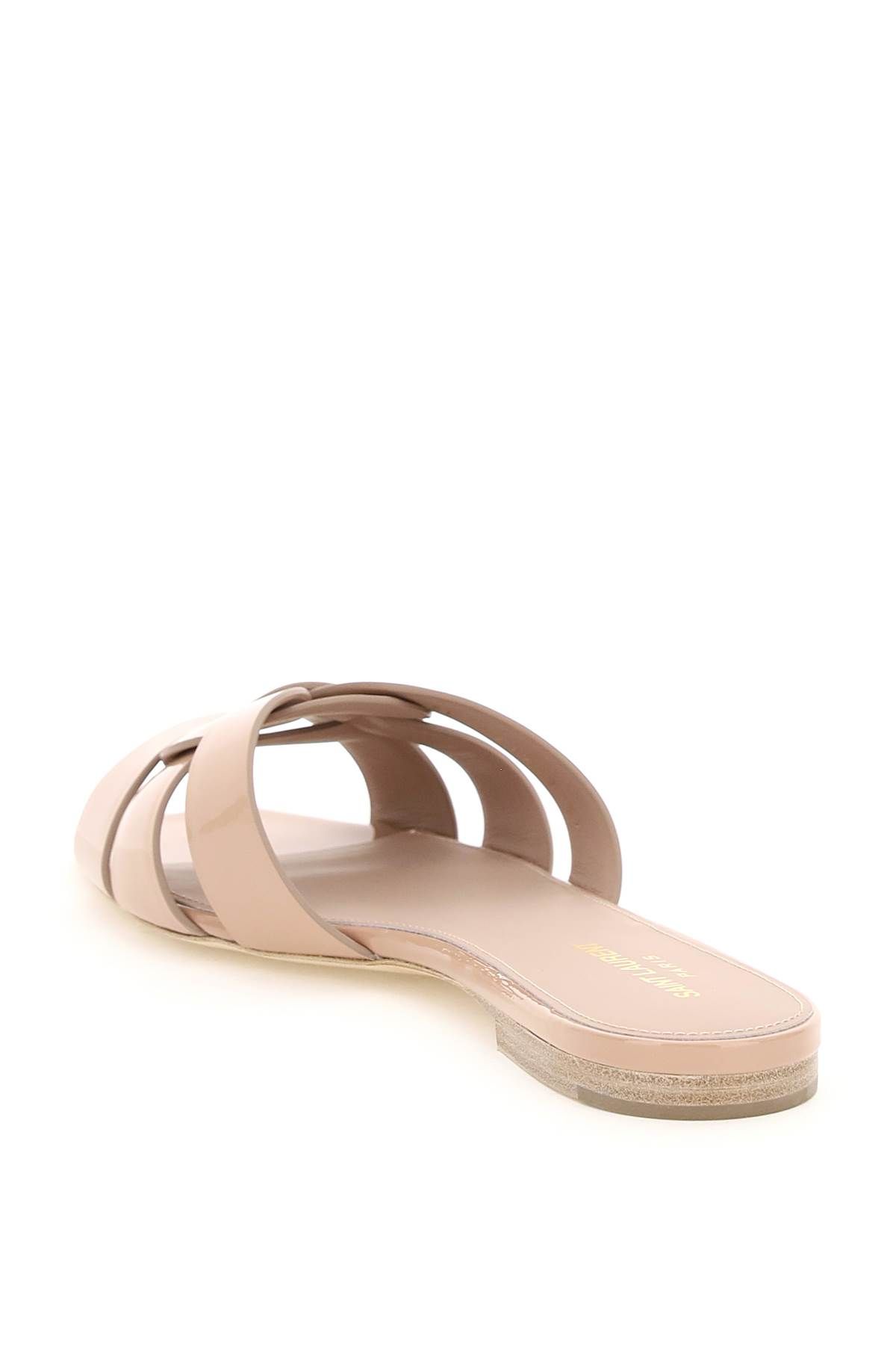 Shop Saint Laurent Patent Leather Tribute Nu Pieds Slides In Pink