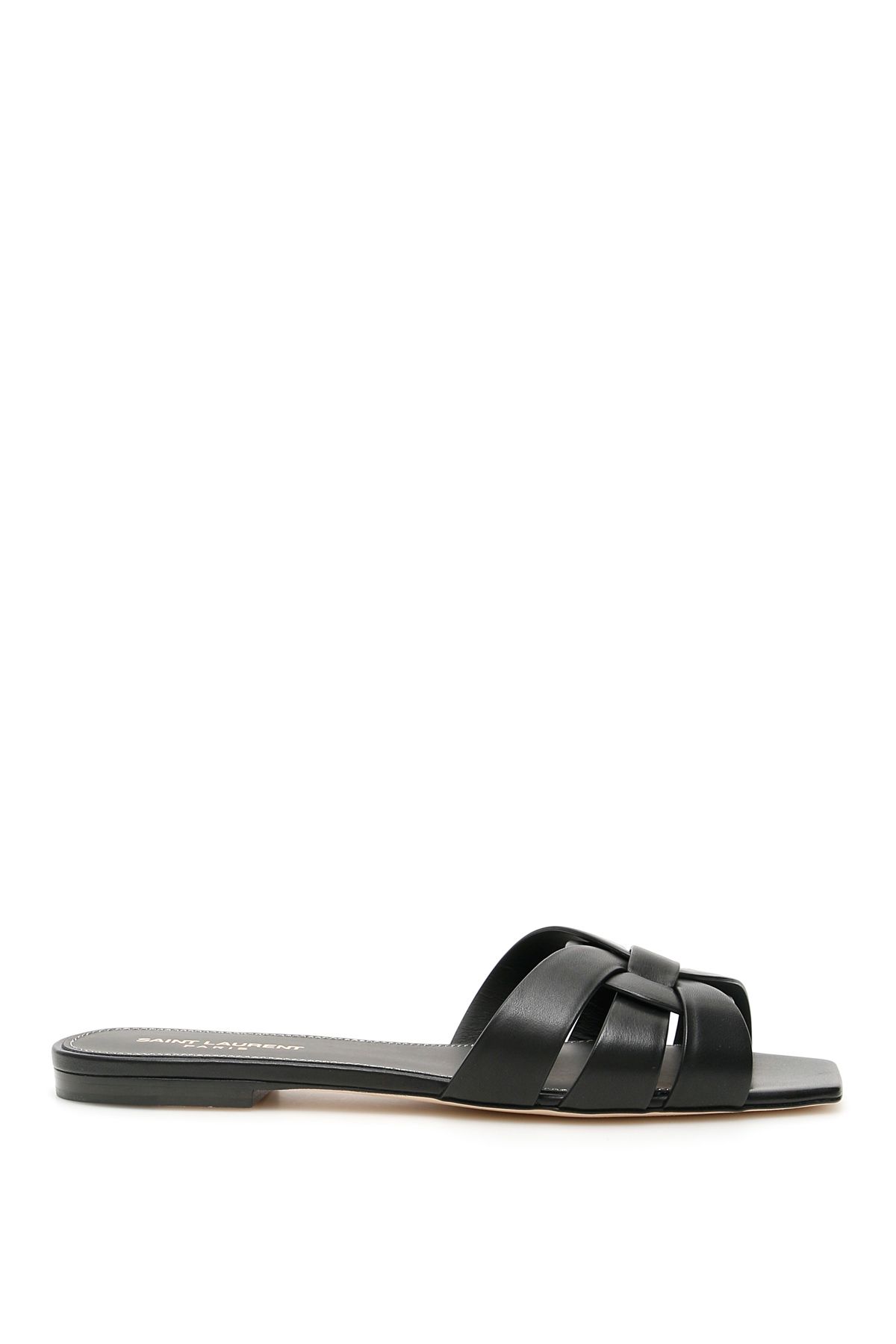 Shop Saint Laurent Nu Pieds Tribute Slides In Black