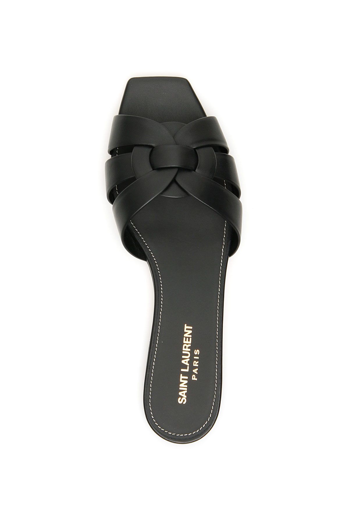 Shop Saint Laurent Nu Pieds Tribute Slides In Black