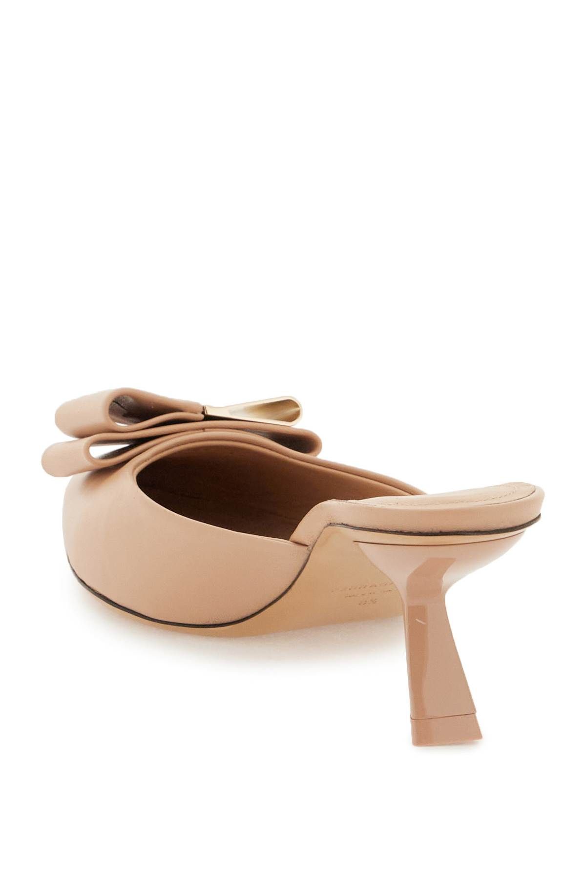 Shop Ferragamo Mules With Double Bow In Beige