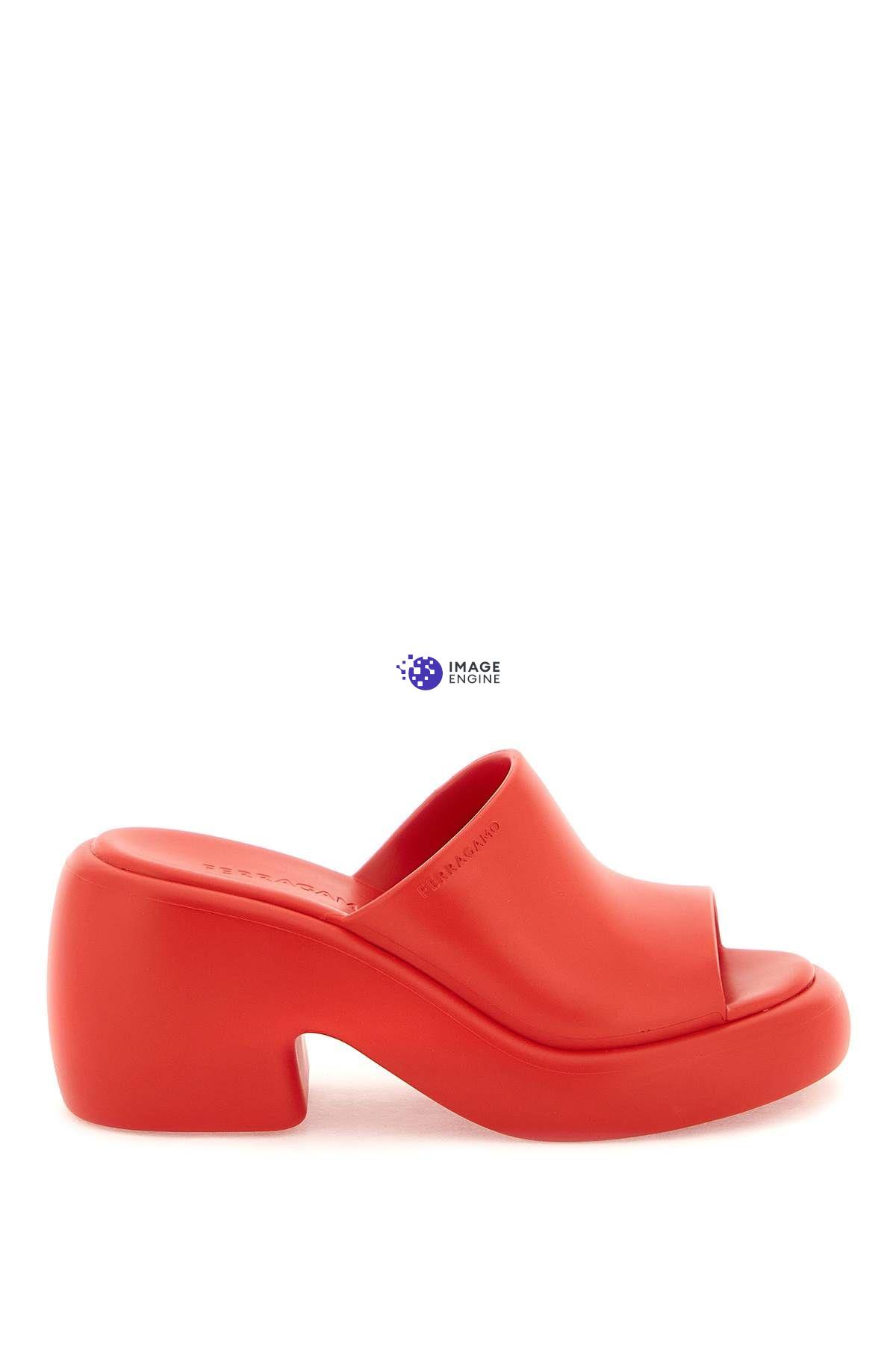 Ferragamo Platform Slide Sandal In Red