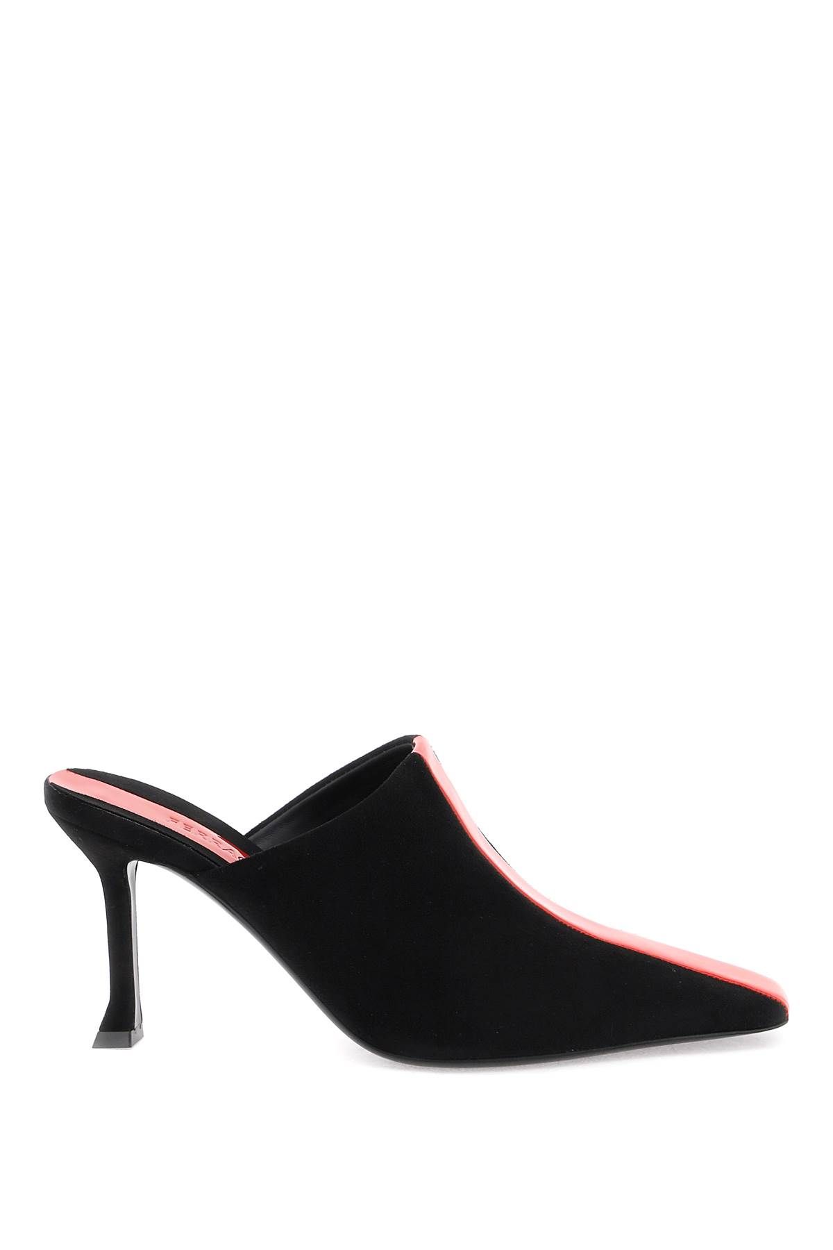 Shop Ferragamo Mules With Graphic Inset In Black,red