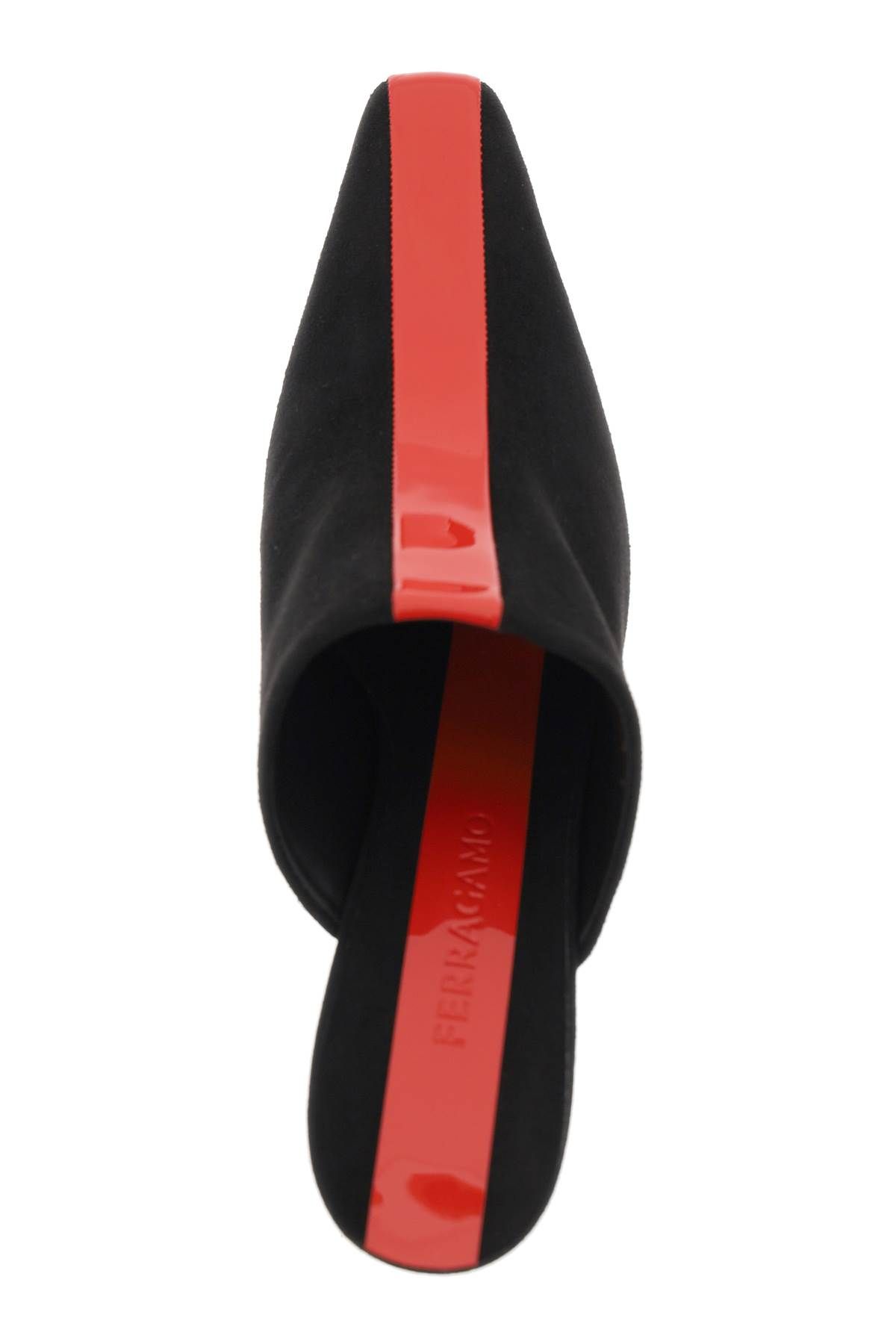 Shop Ferragamo Mules With Graphic Inset In Black,red