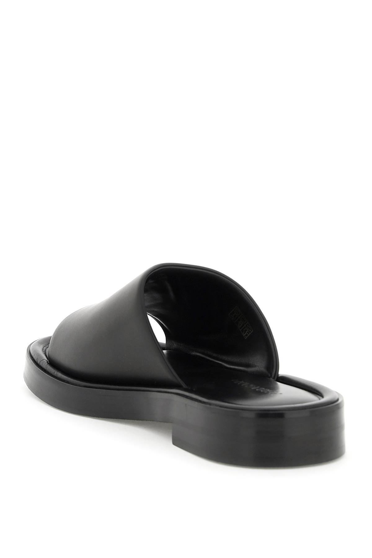 Shop Ferragamo Leather Slides In Black