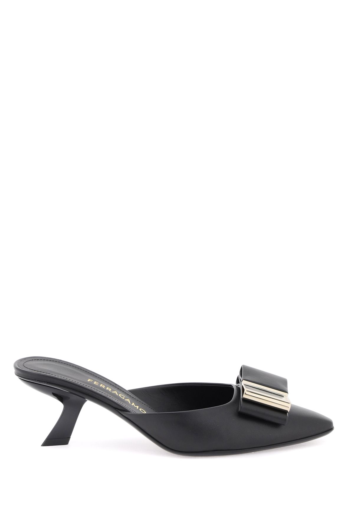 Shop Ferragamo Mules With Double Bow In Black