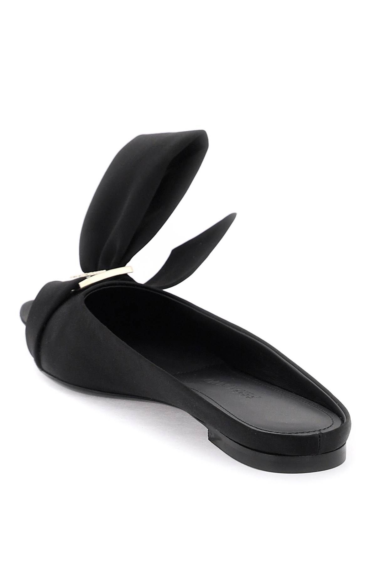 Shop Ferragamo Satin Mules With Single Maxi Bow In Black