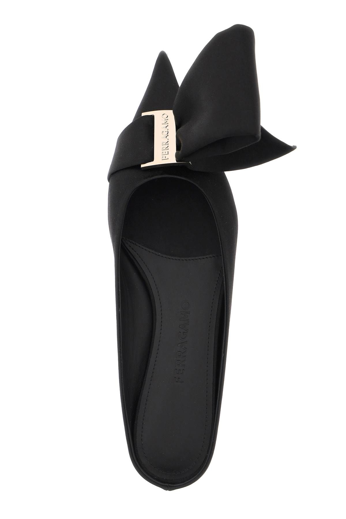 Shop Ferragamo Satin Mules With Single Maxi Bow In Black