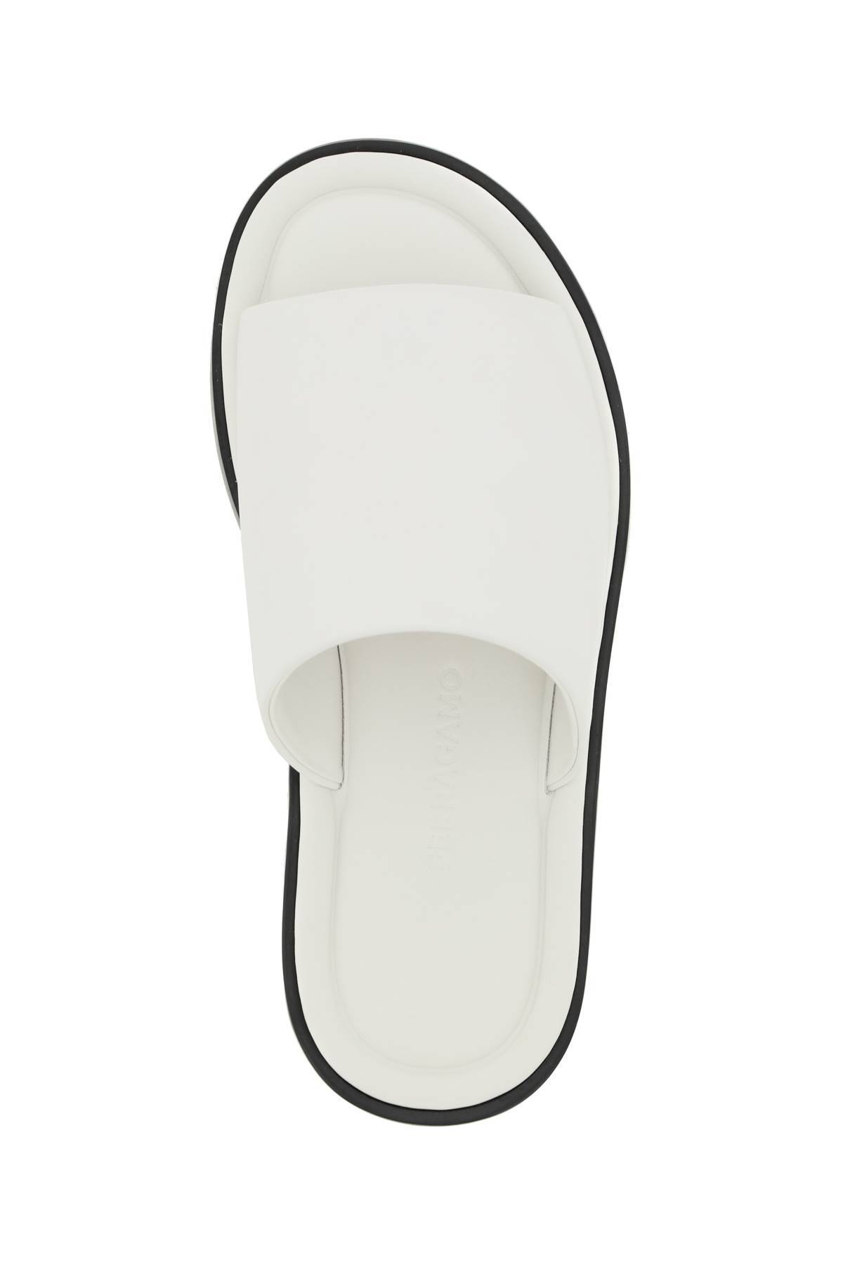 Shop Ferragamo Leather Slides In White