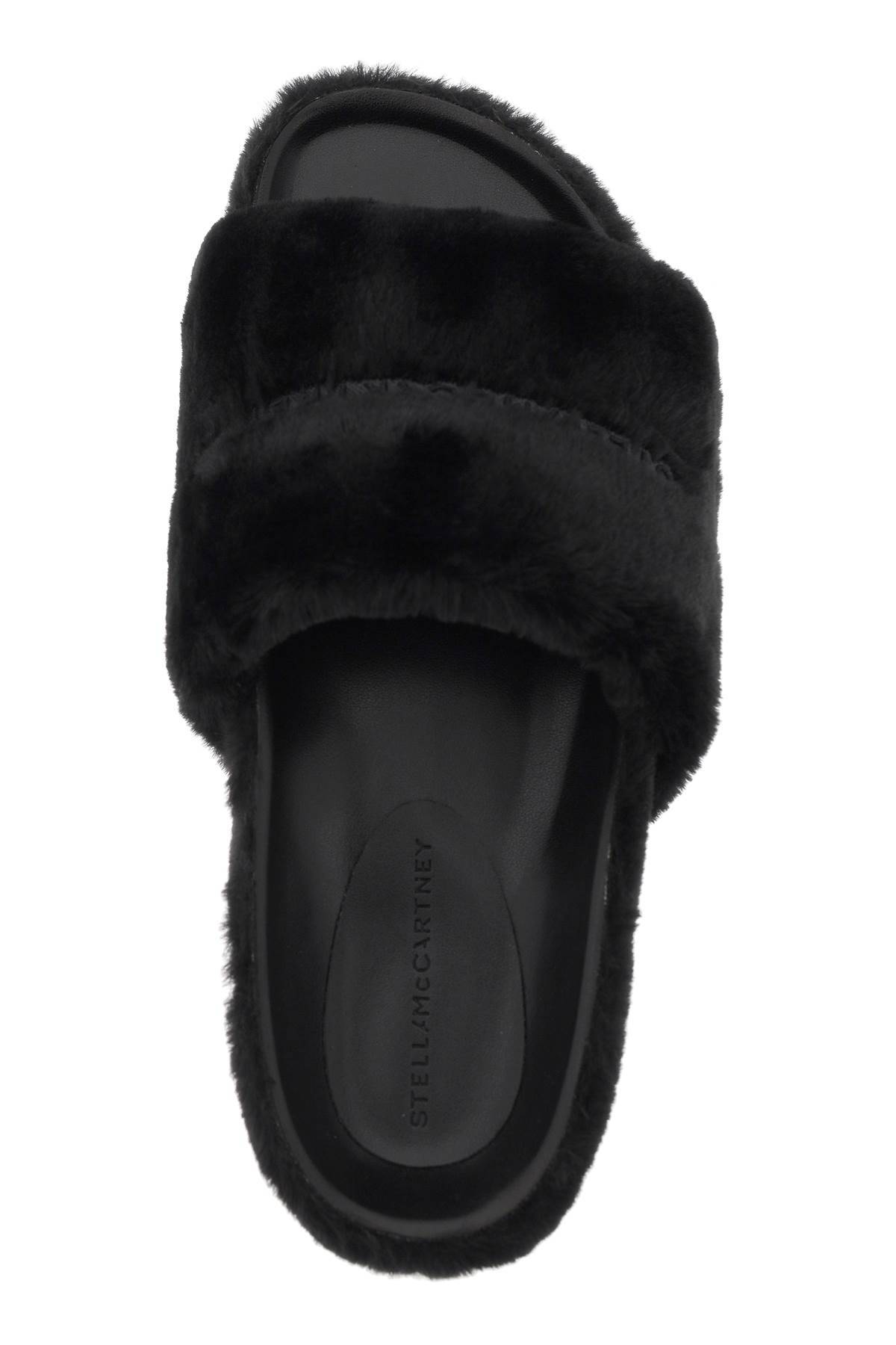 Shop Stella Mccartney Faux Fur Slides In Black