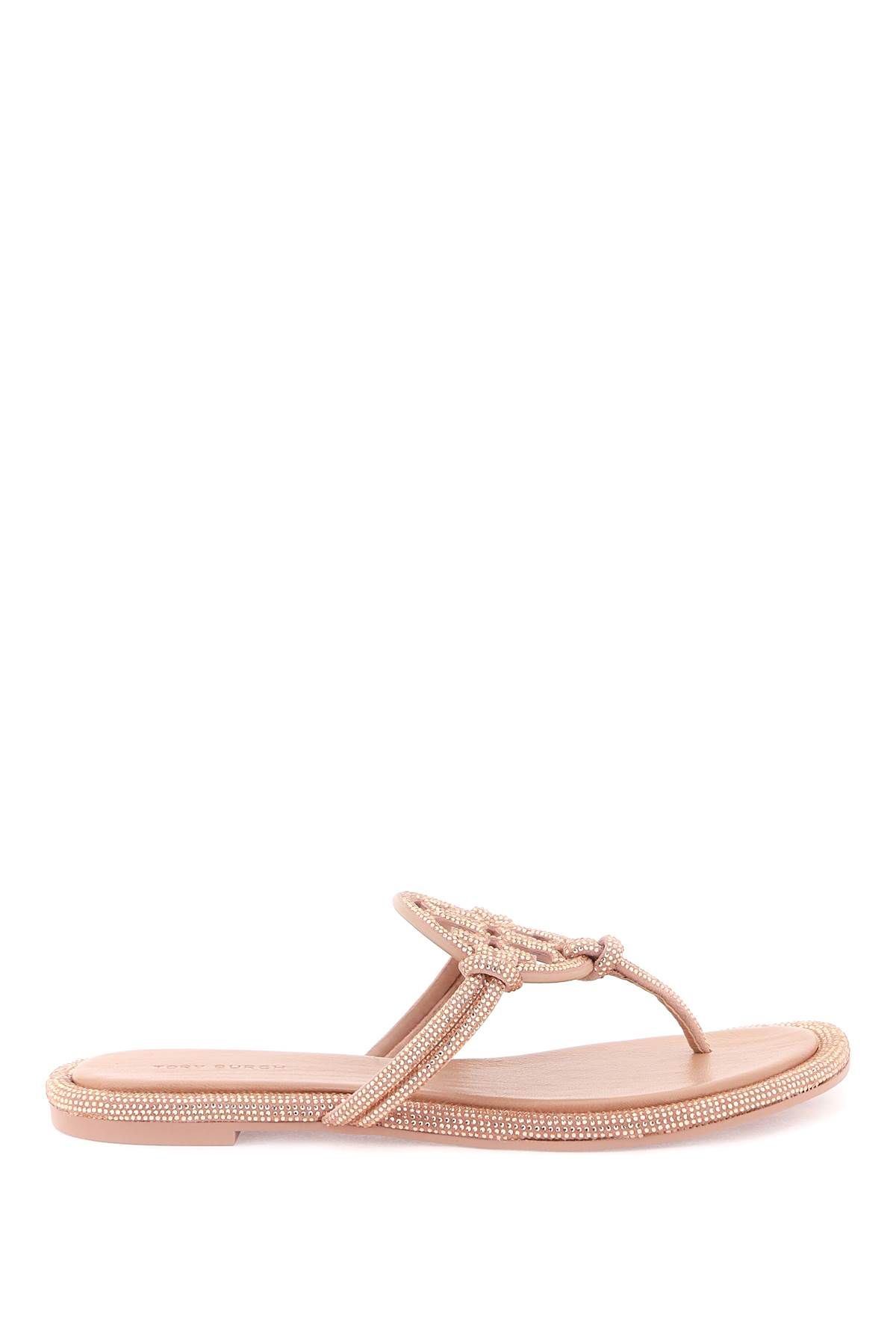 Shop Tory Burch Pavé Leather Thong Sandals In Pink