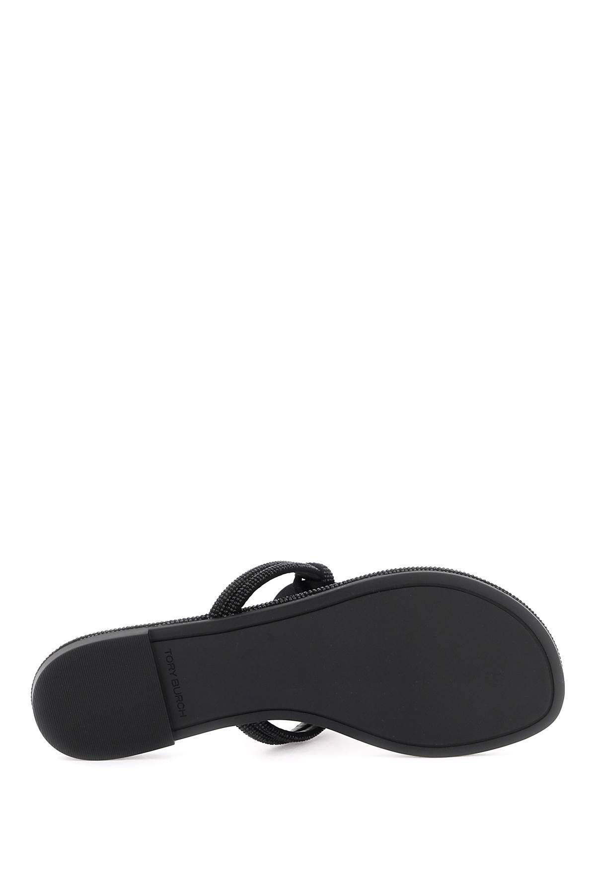 Shop Tory Burch Pavé Leather Thong Sandals In Black
