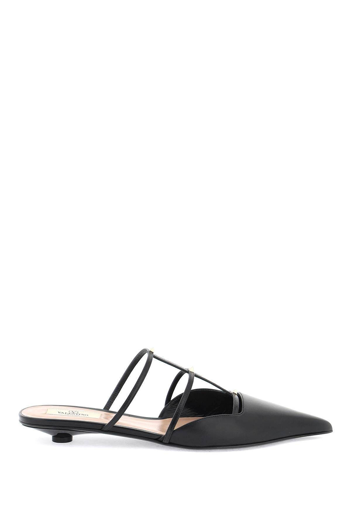 Shop Valentino Smooth Leather Rockstud Wispy Mules In Black
