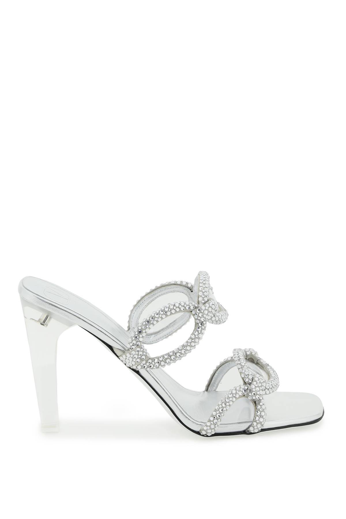 Shop Valentino 'chain 1967' Patent Leather Mules In Silver