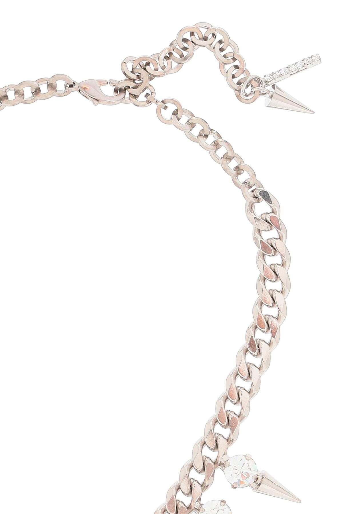 Shop Alessandra Rich Choker With Crystals And Spikes In Silver