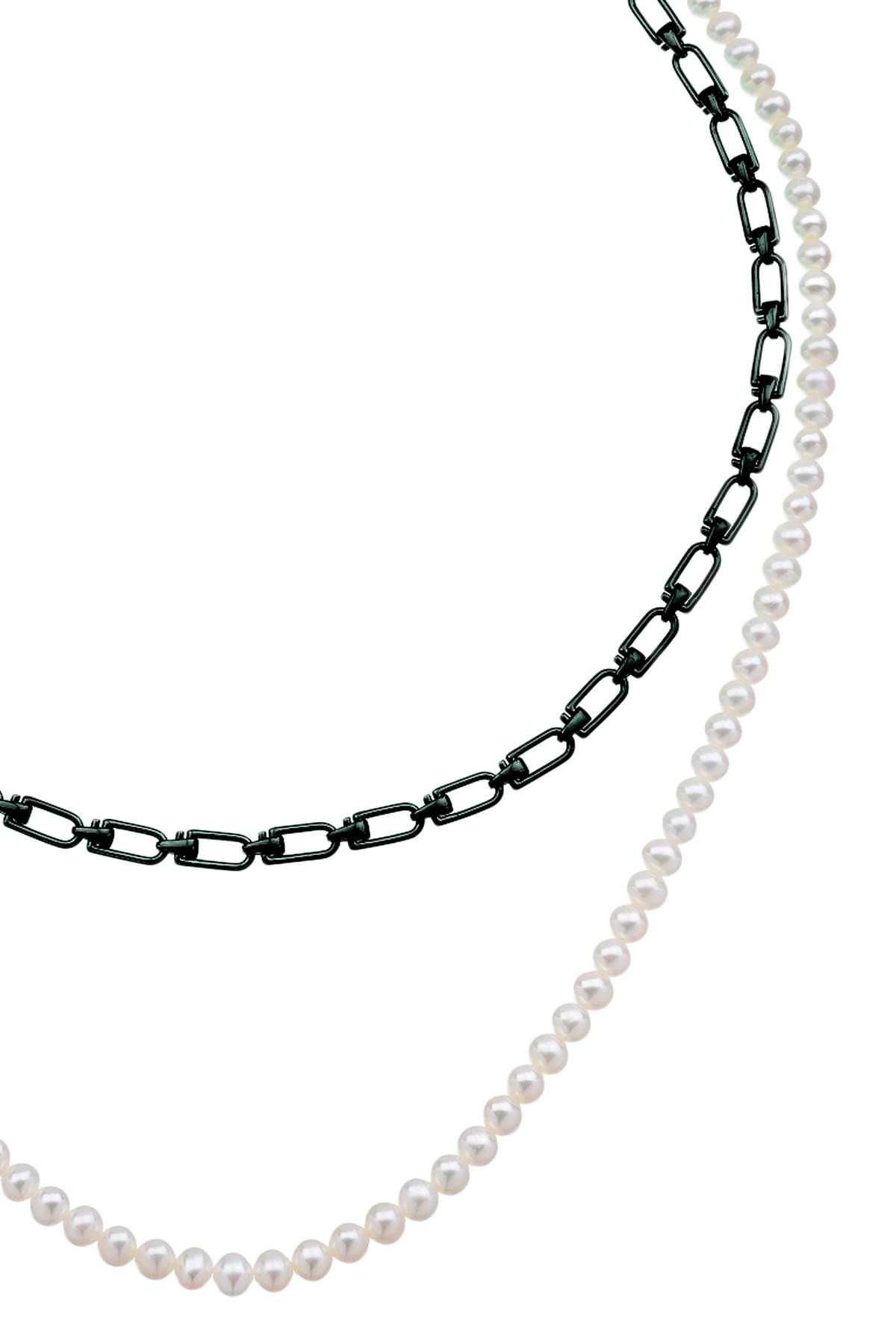 Shop Eéra 'reine' Double Necklace With Pearls In White,black