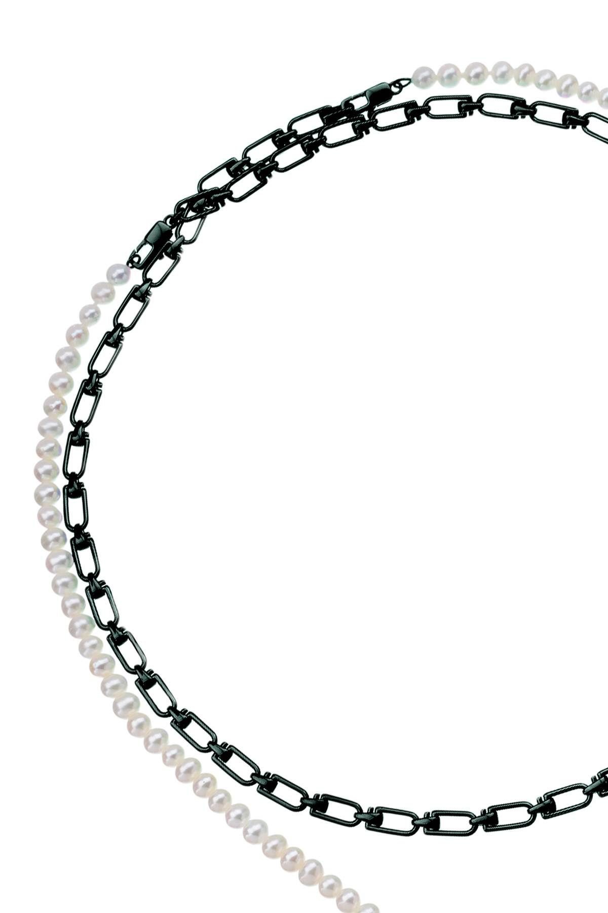 Shop Eéra 'reine' Double Necklace With Pearls In White,black