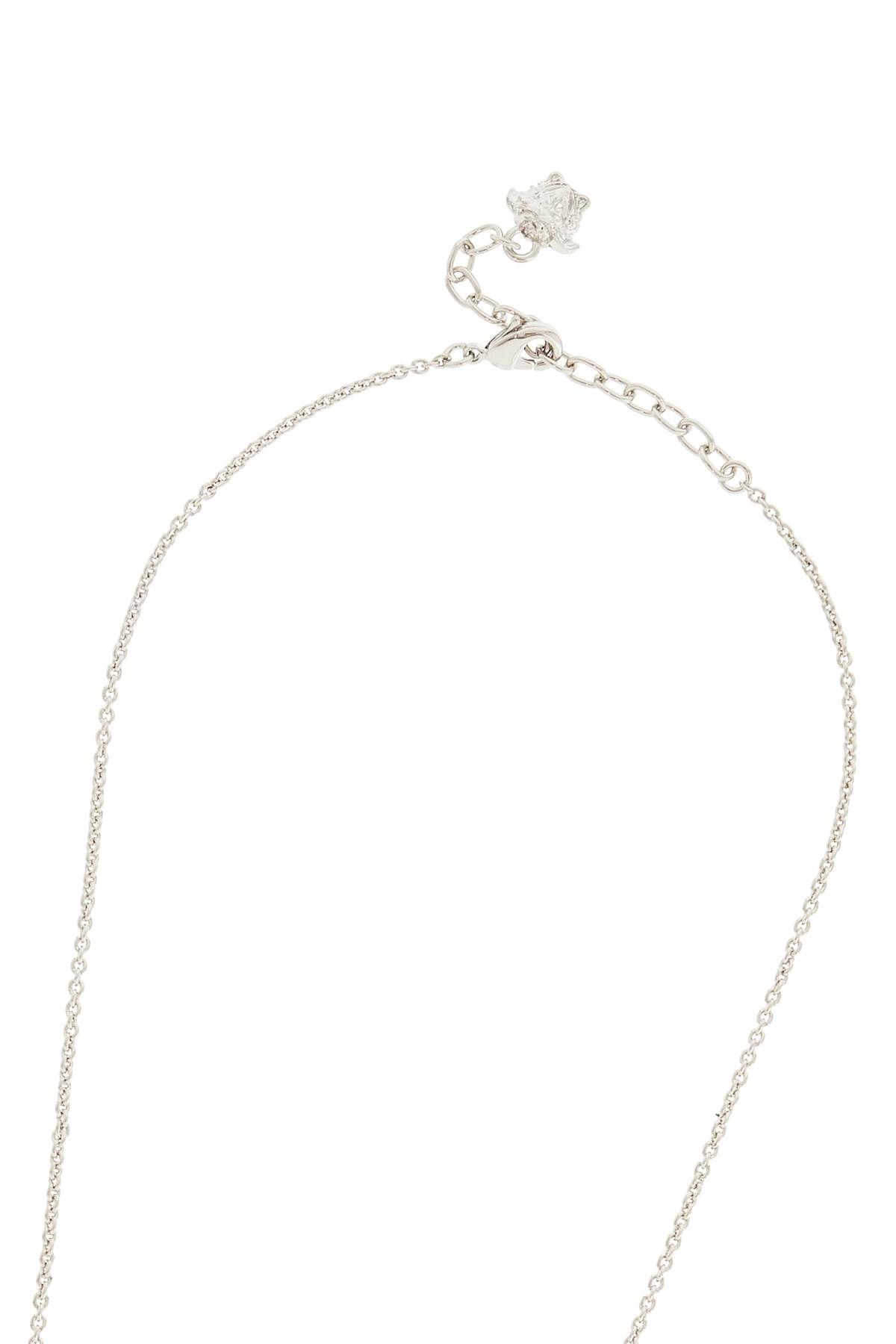 Shop Versace Ic Crystal Necklace With Pendant And Chain In Silver