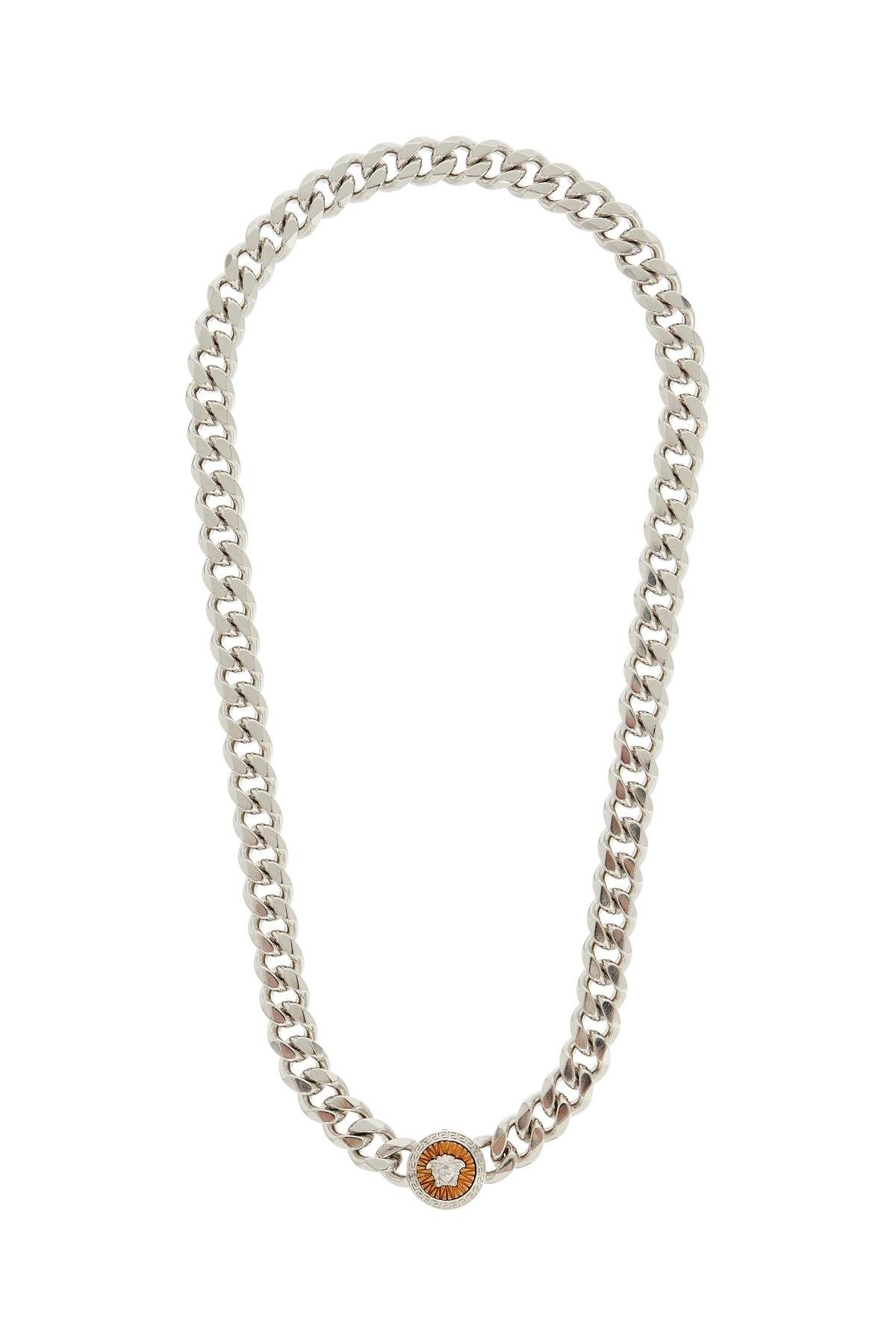 Shop Versace Medusa Chain Necklace With Pendant In Silver