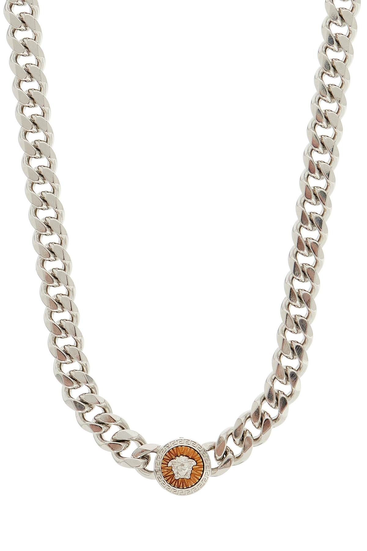 Shop Versace Medusa Chain Necklace With Pendant In Silver