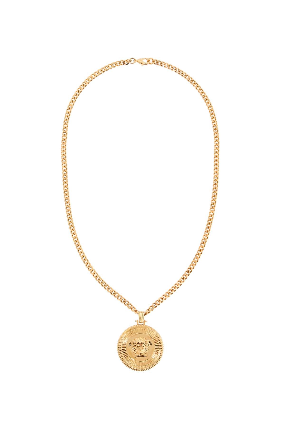 Shop Versace Biggie Medusa Necklace In Gold