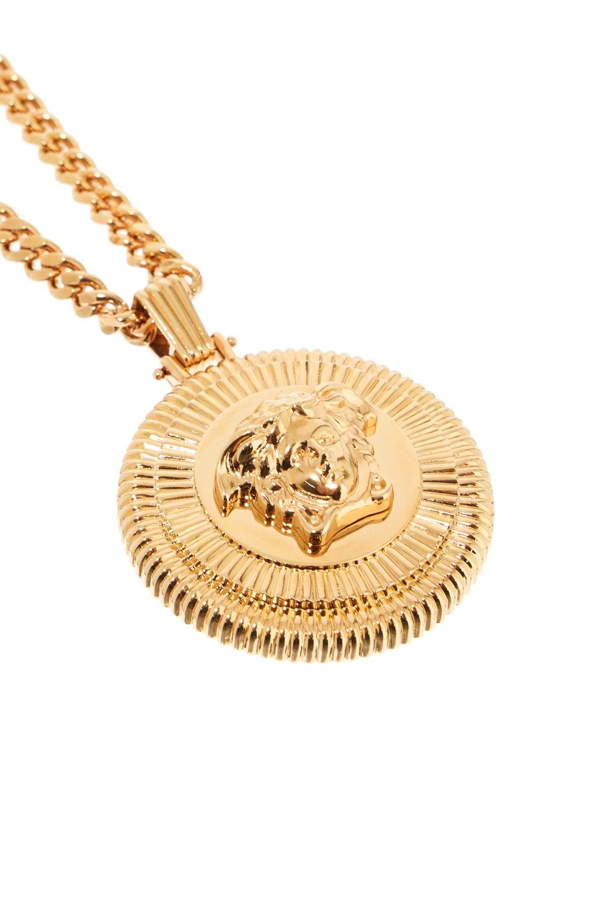 Shop Versace Biggie Medusa Necklace In Gold