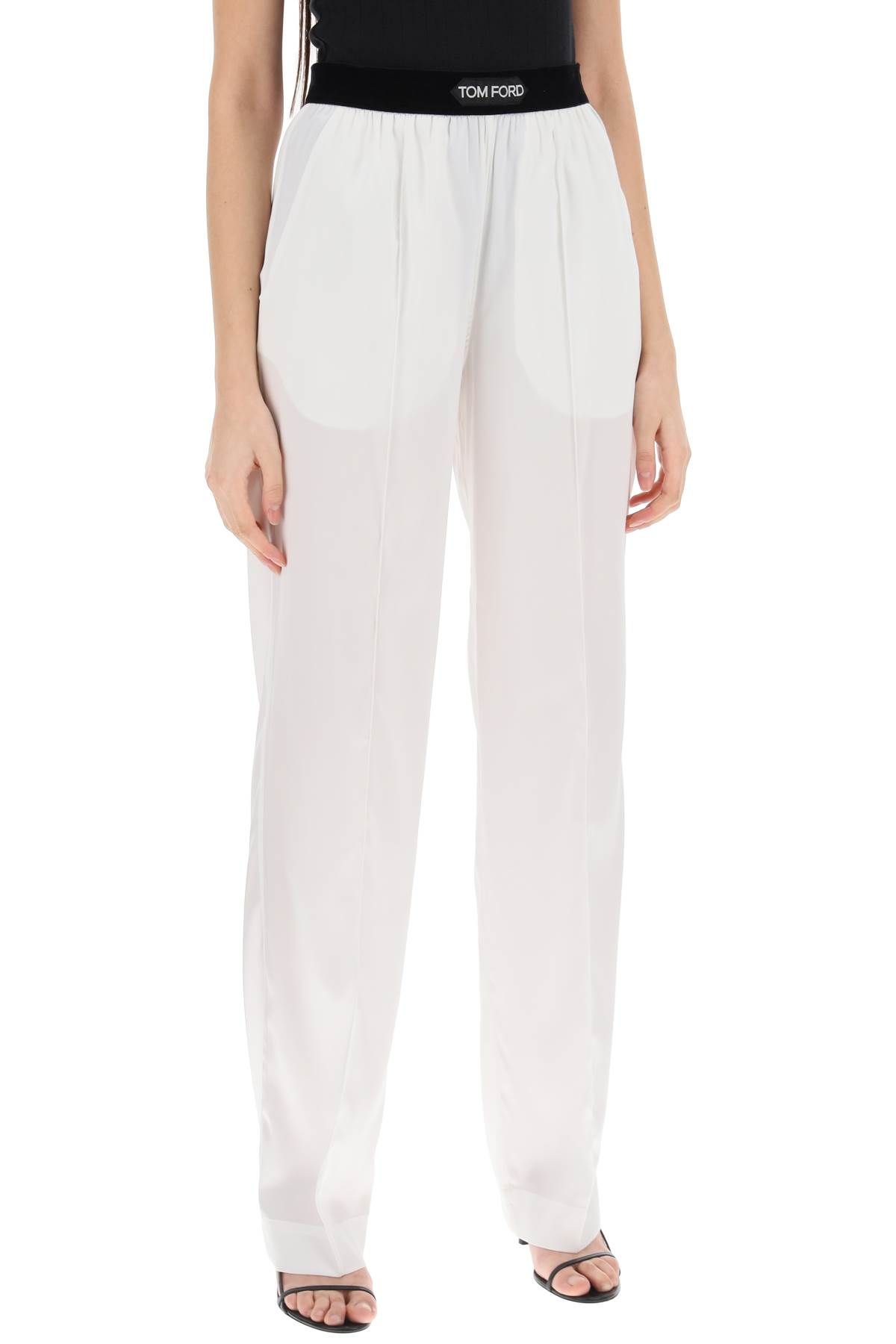 Shop Tom Ford Silk Pajama Pants In White