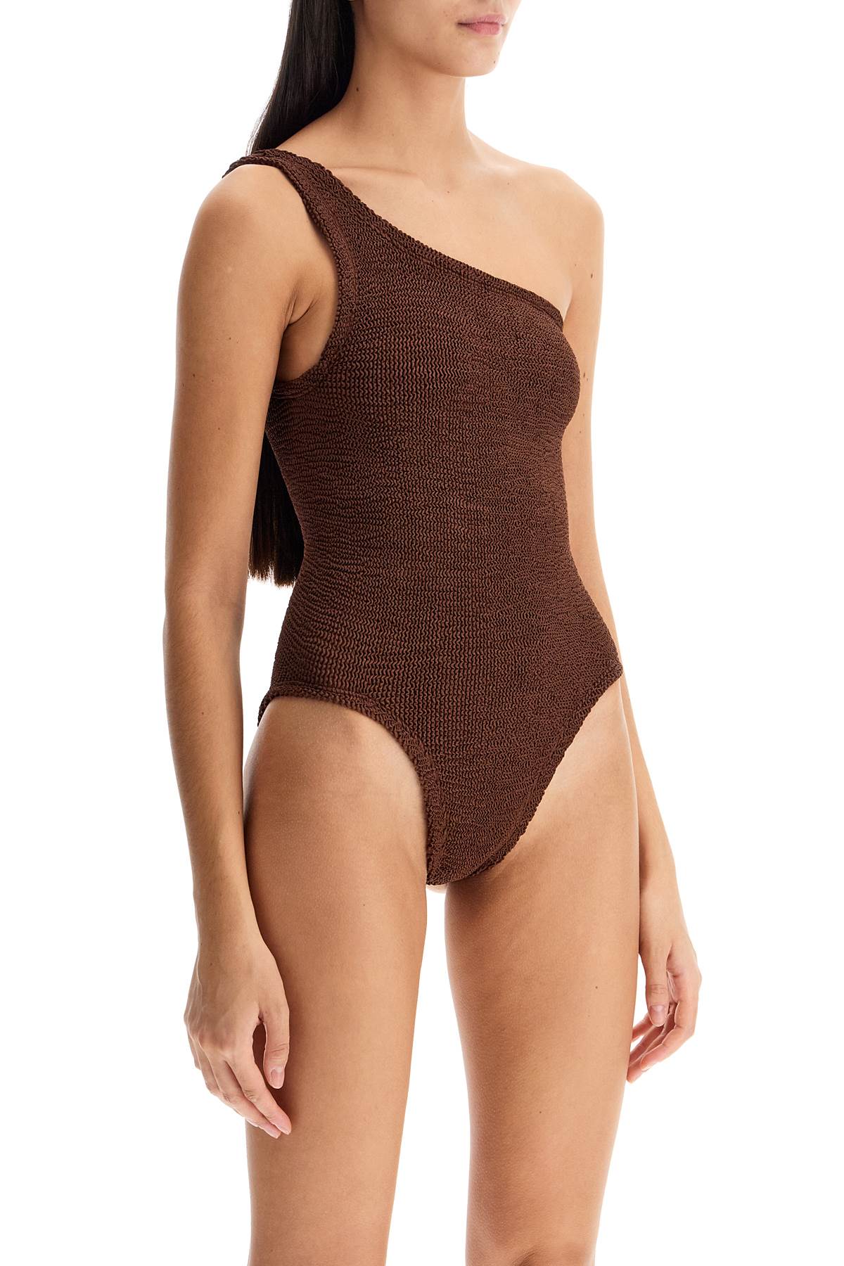 Shop Hunza G Nancy One-shoulder Swimsuit In Brown