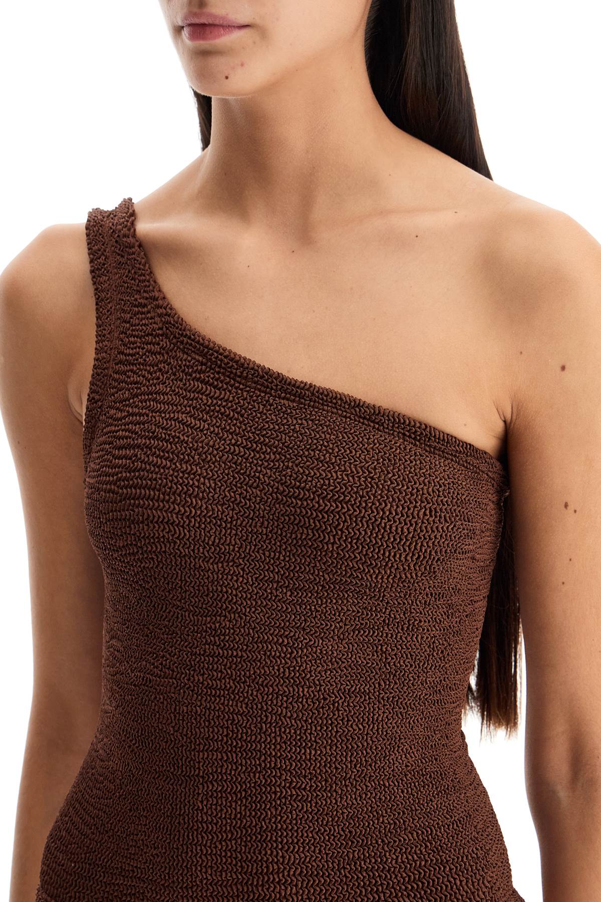 Shop Hunza G Nancy One-shoulder Swimsuit In Brown