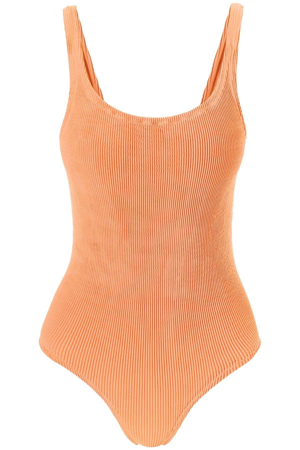 Shop Manebi Seersucker One-piece Swimsuit In Orange
