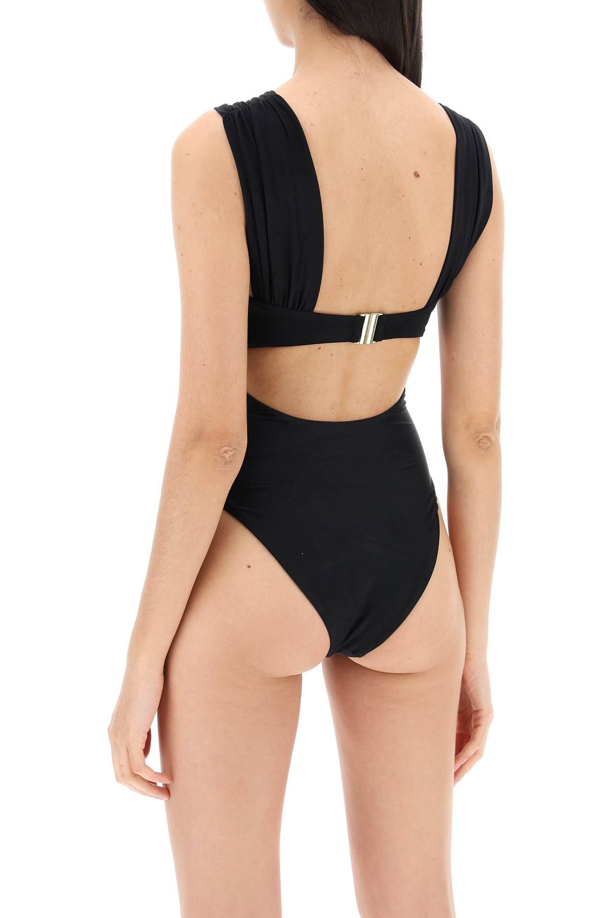 Shop Self-portrait One-piece Swimsuit With Cut-out And In Black