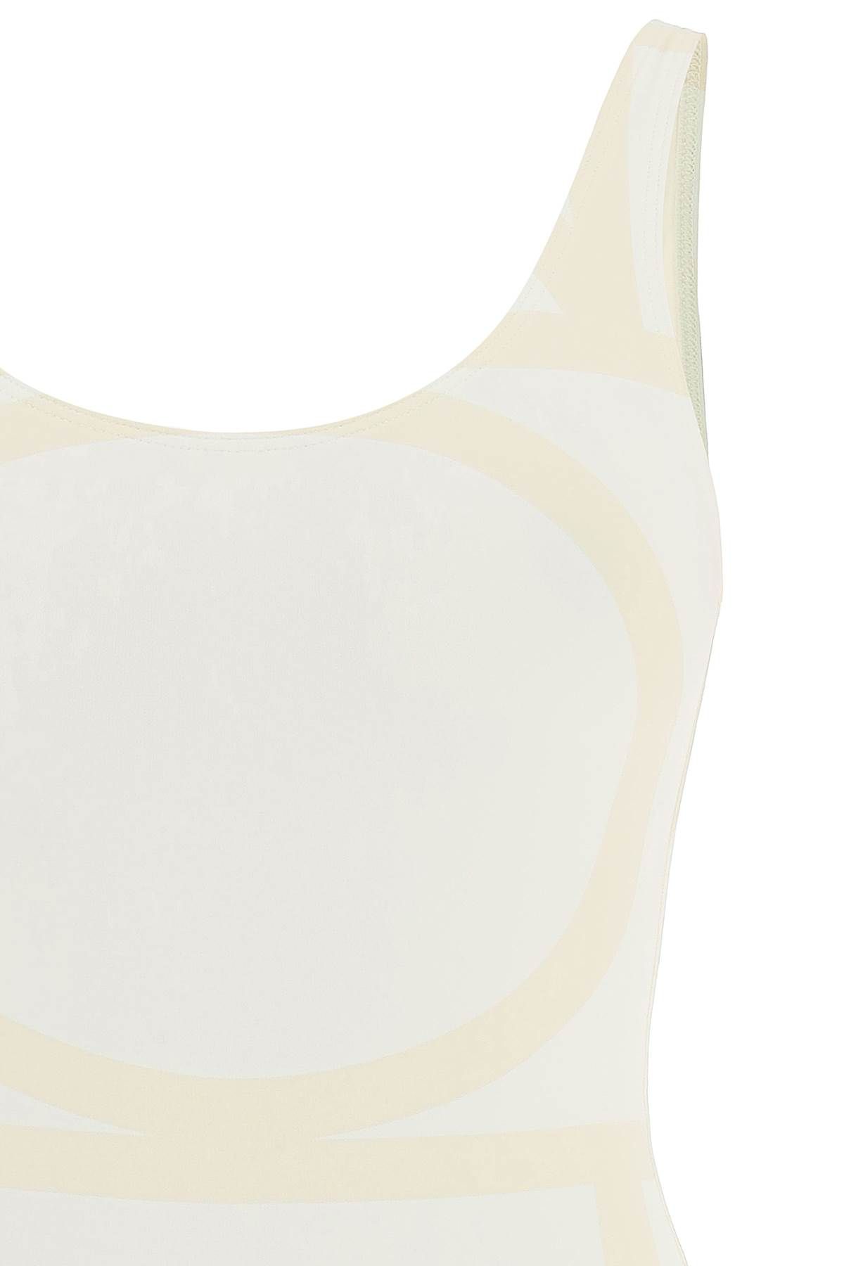 Shop Totême One Piece Monogram Swimsuit In White,beige