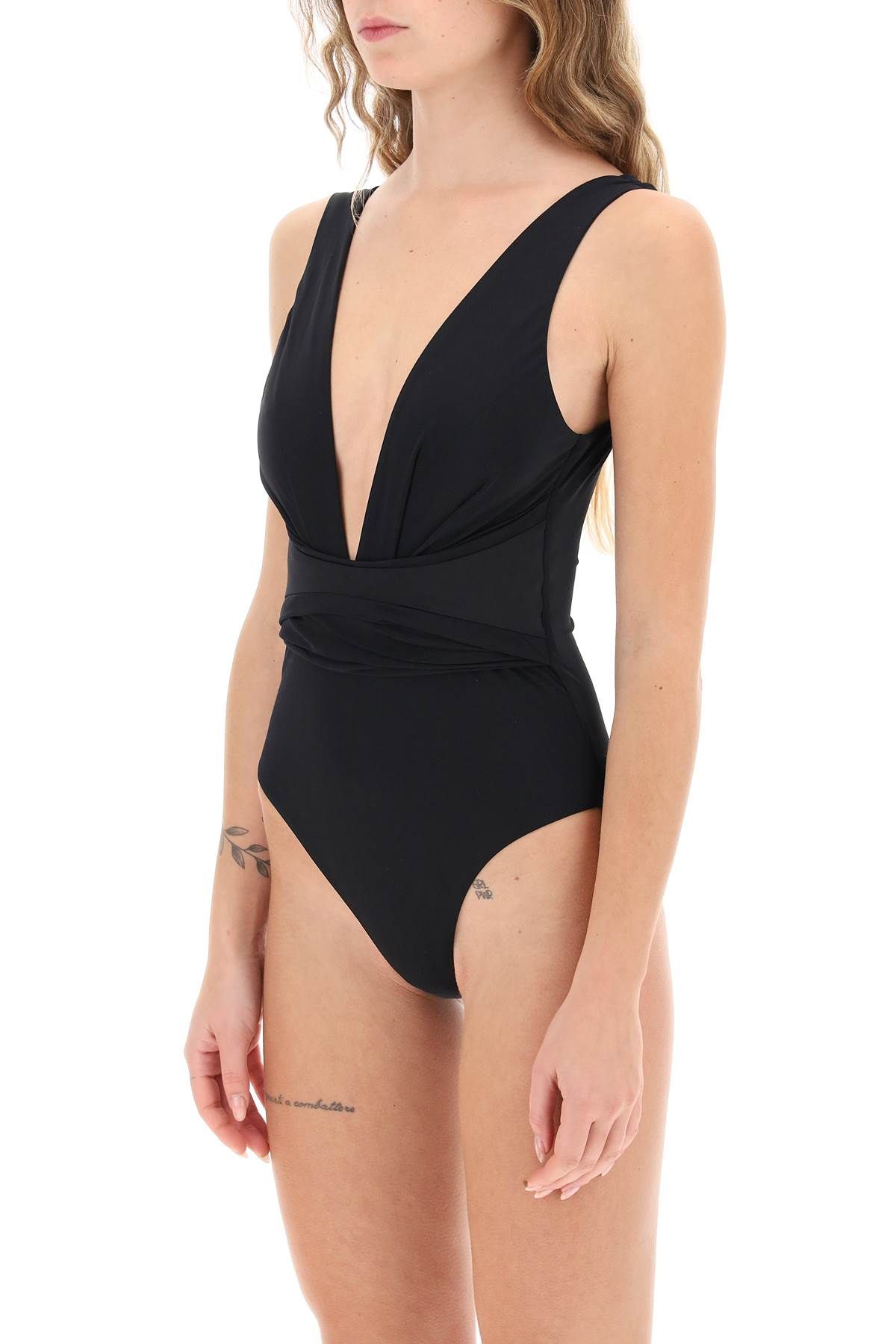 Shop Zimmermann Raie Wrap One-piece Swimsuit In Black