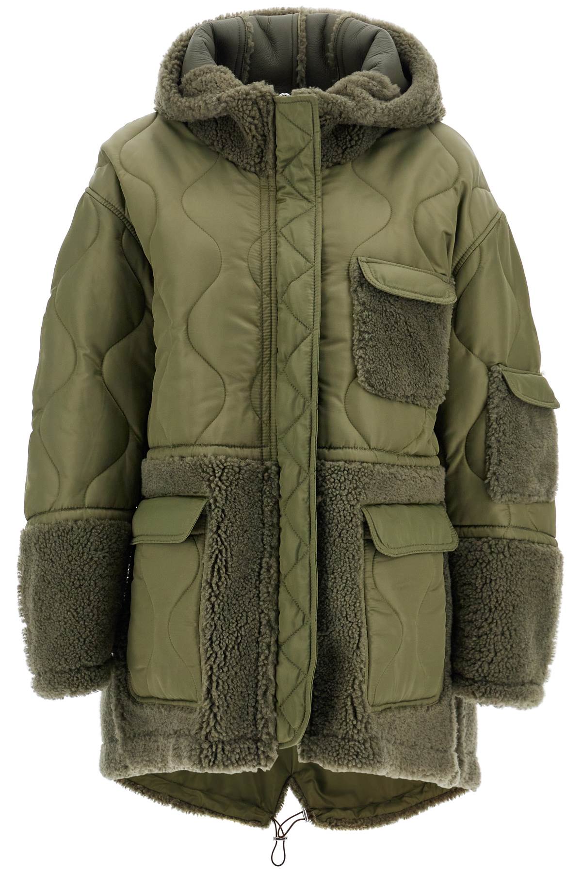 Shop Blancha Shearling And Nylon Parka In Green