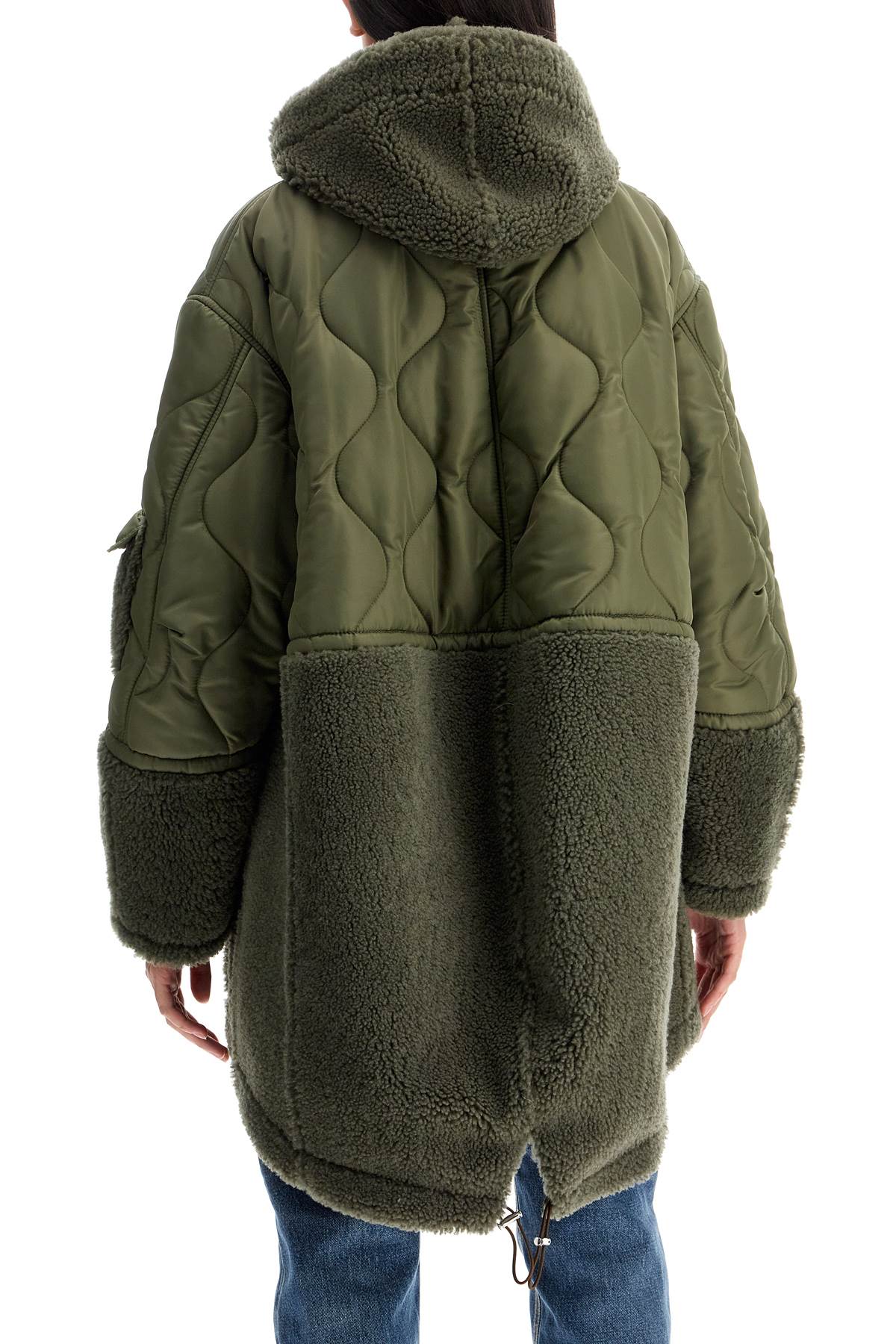 Shop Blancha Shearling And Nylon Parka In Green