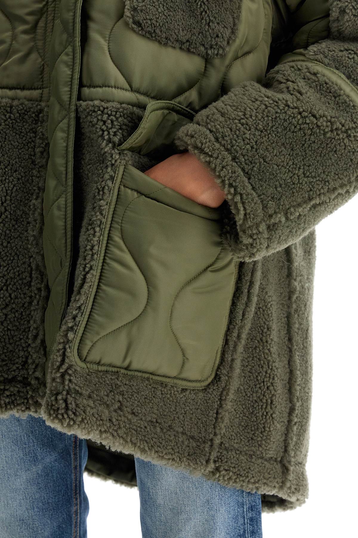 Shop Blancha Shearling And Nylon Parka In Green