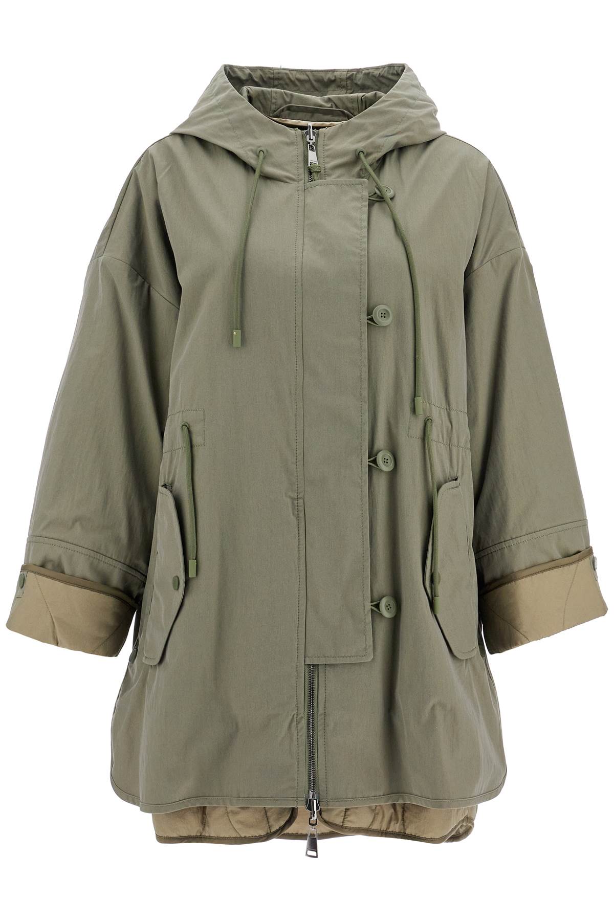 Shop Weekend Max Mara Reversible Hooded Parka With In Khaki