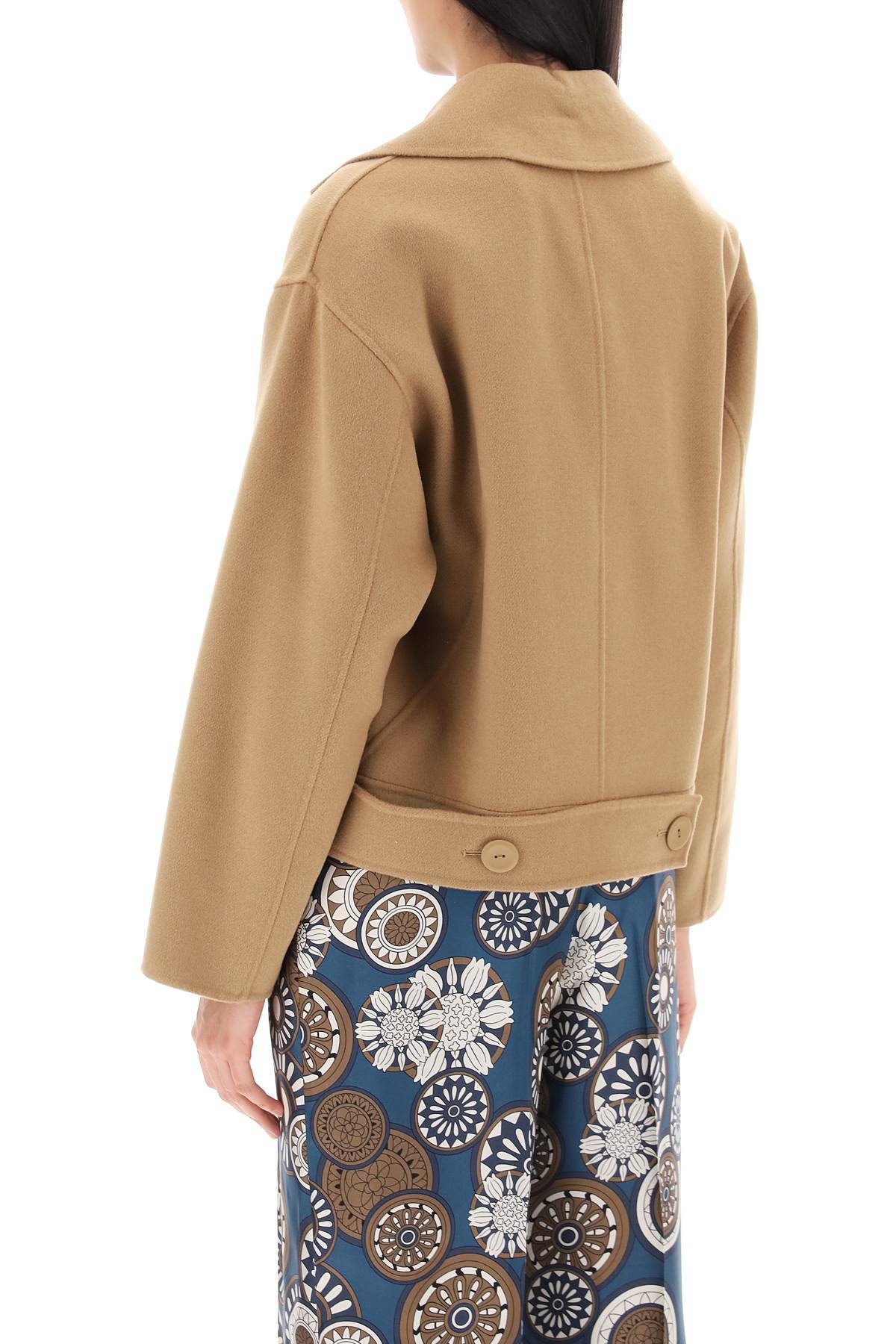 Shop Max Mara Celso Cropped Peacoat In Beige