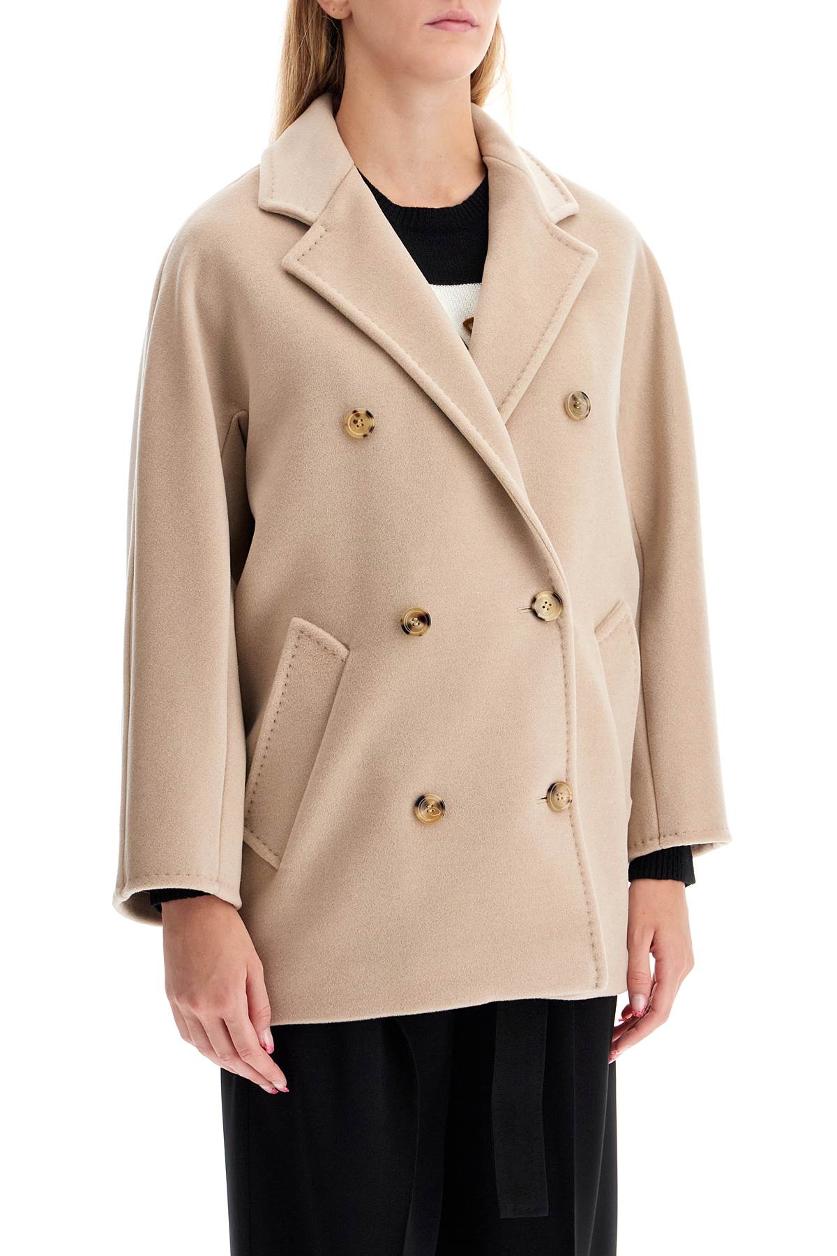 Shop Max Mara Short Icon Coat 101801 Puzzle In Neutro