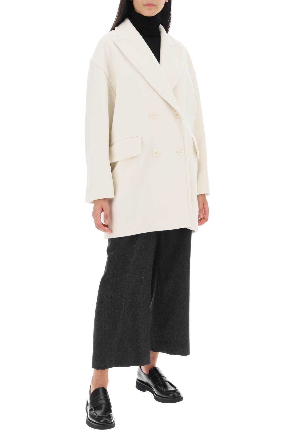 Shop Max Mara Meana Double-breasted Peacoat In White