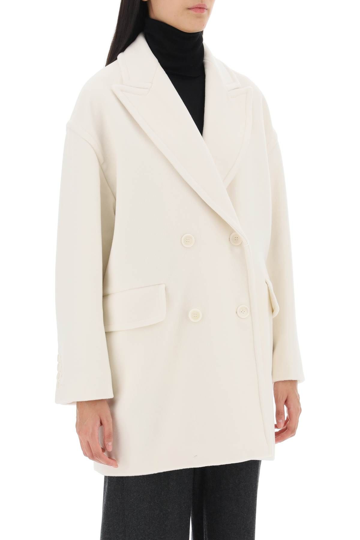 Shop Max Mara Meana Double-breasted Peacoat In White