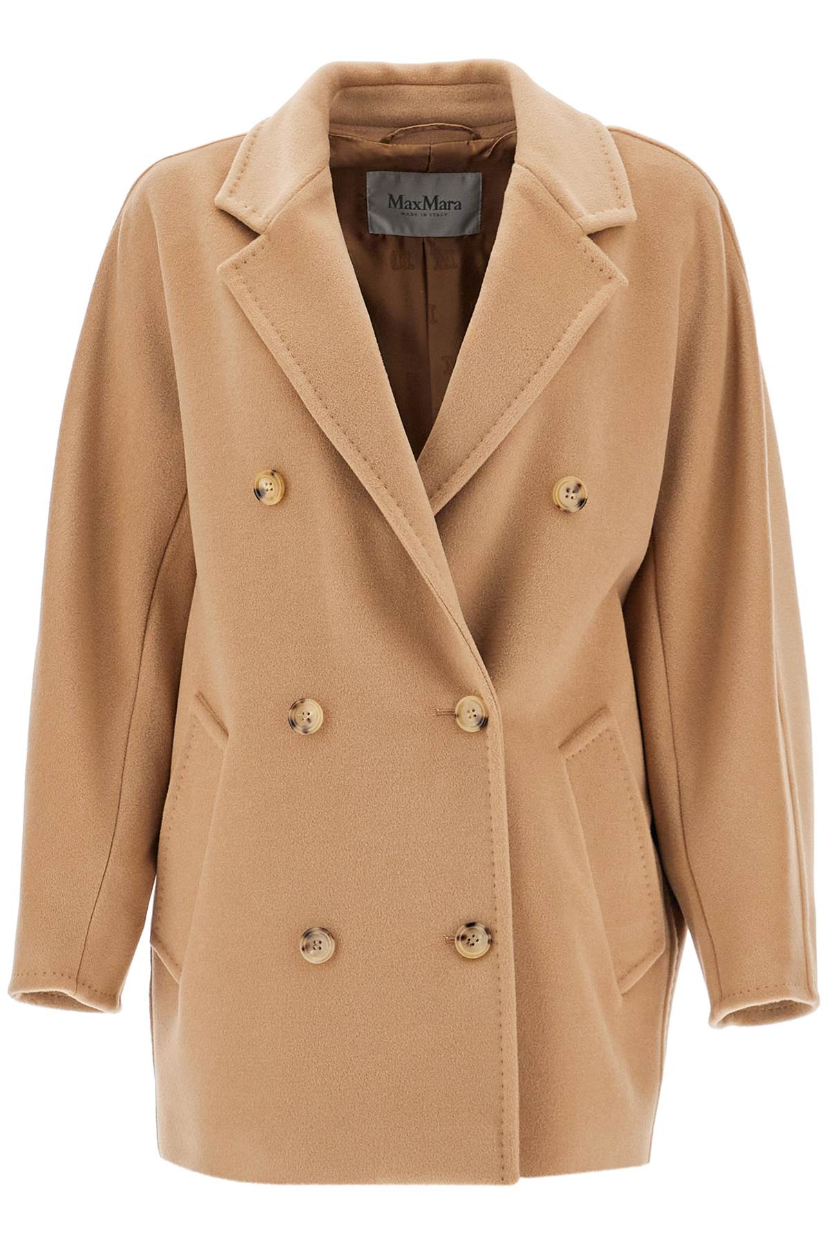 Shop Max Mara Short Icon Coat 101801 Puzzle In Beige