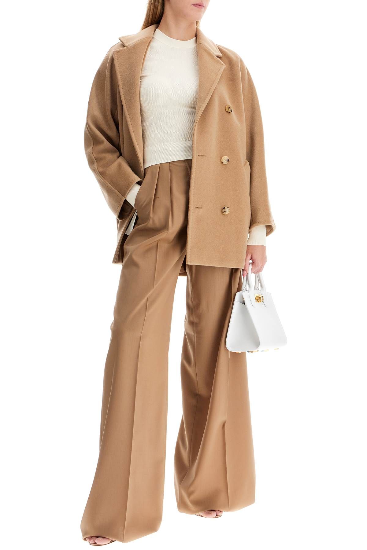 Shop Max Mara Short Icon Coat 101801 Puzzle In Beige