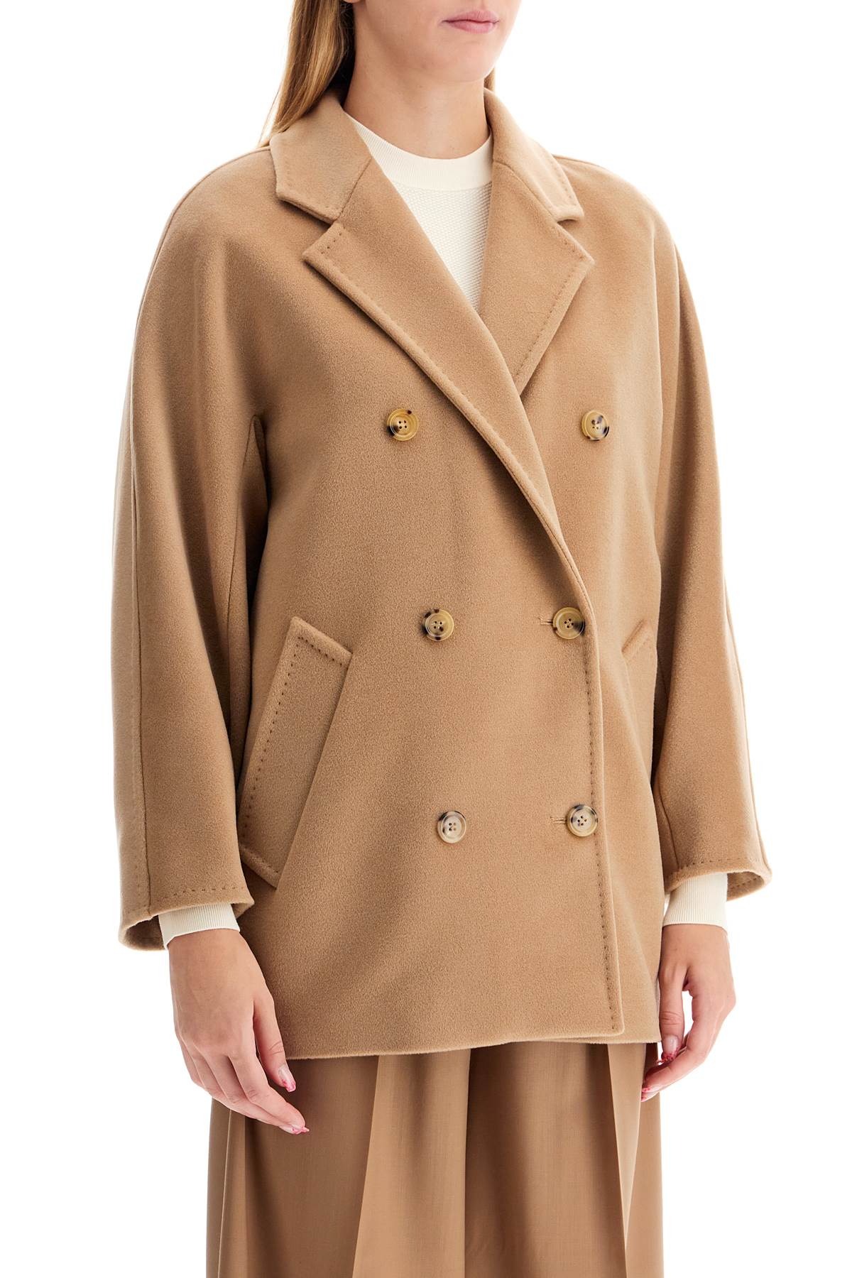 Shop Max Mara Short Icon Coat 101801 Puzzle In Beige