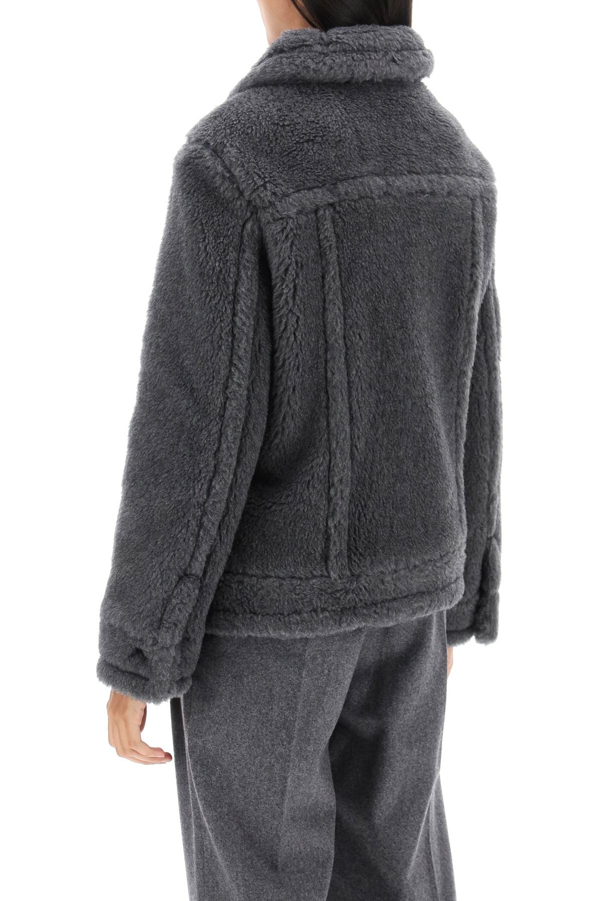 Shop Max Mara 'teddino1' Wool And Alpaca Jacket In Grey