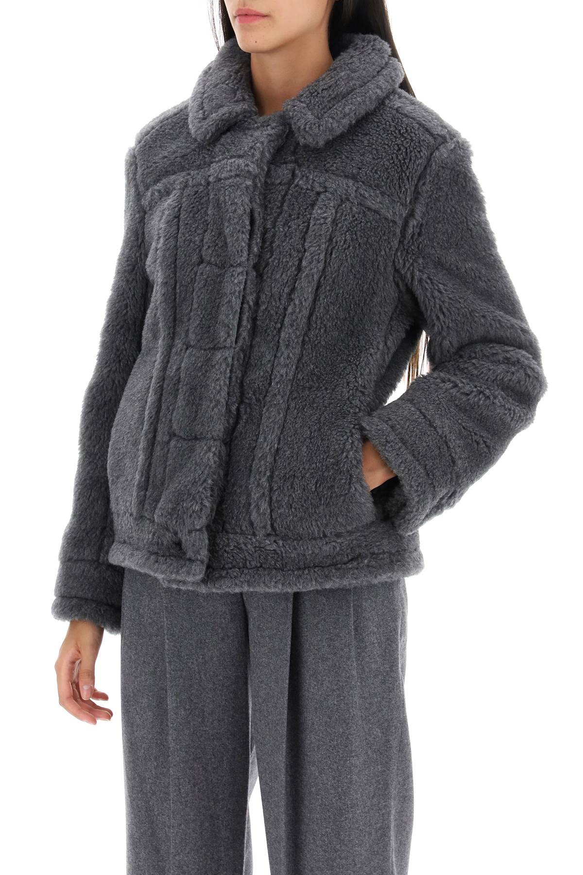 Shop Max Mara 'teddino1' Wool And Alpaca Jacket In Grey